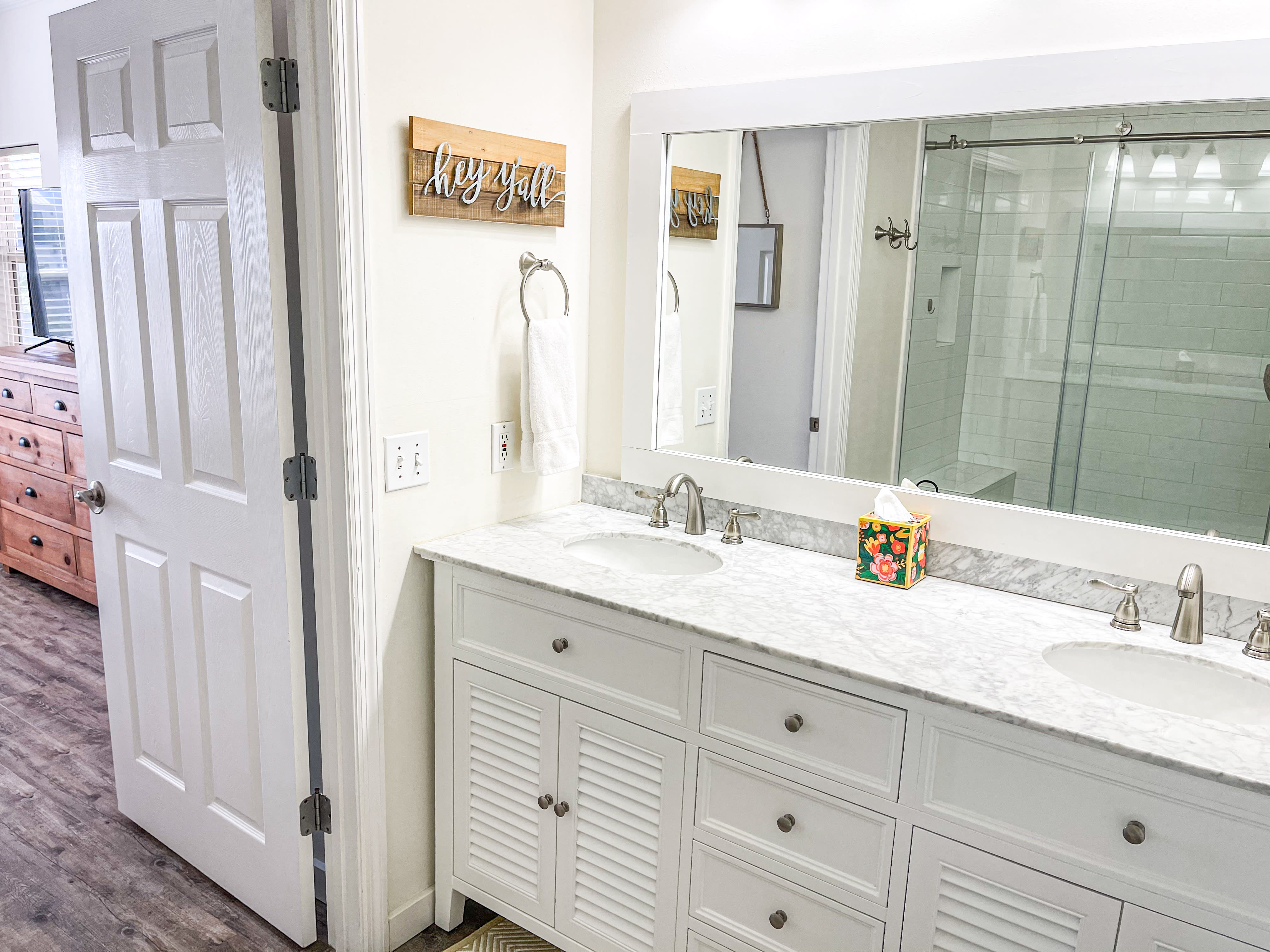 Master bathroom double vanity