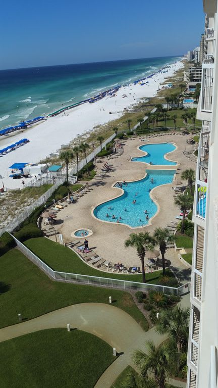 Our balcony view looking at our outdoor pool area.