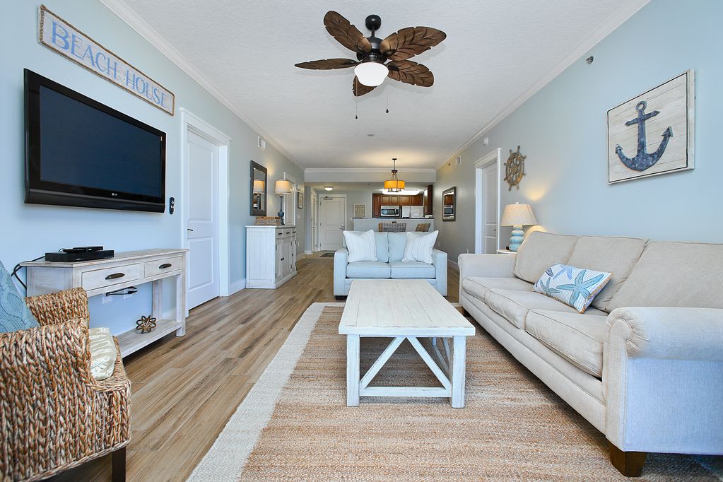 Large condo at almost 1300sqft. all TVs are flat screen and hung on the wall.