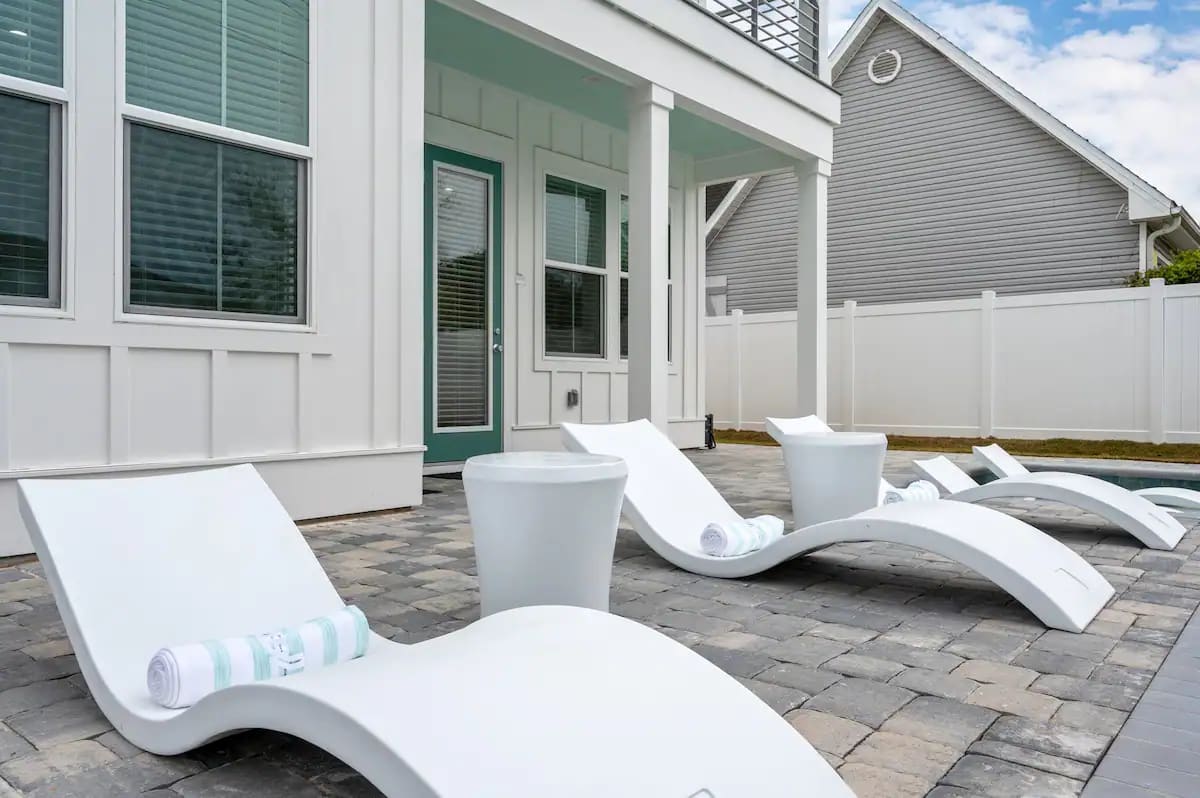 Iris-7 After a day at the beach, cool off one of Iris's splash deck loungers