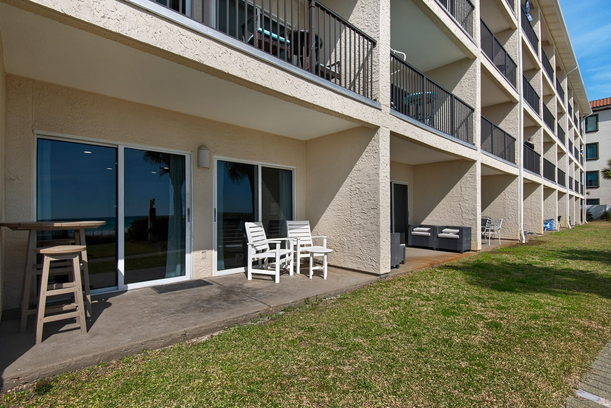 first floor access with patio furniture 