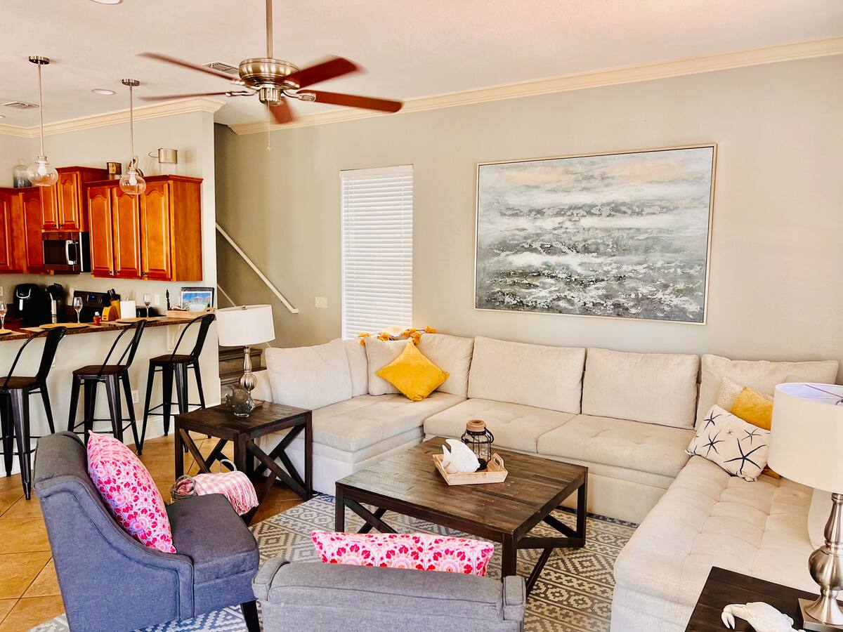 Living Room on first floor with sleeper sofa