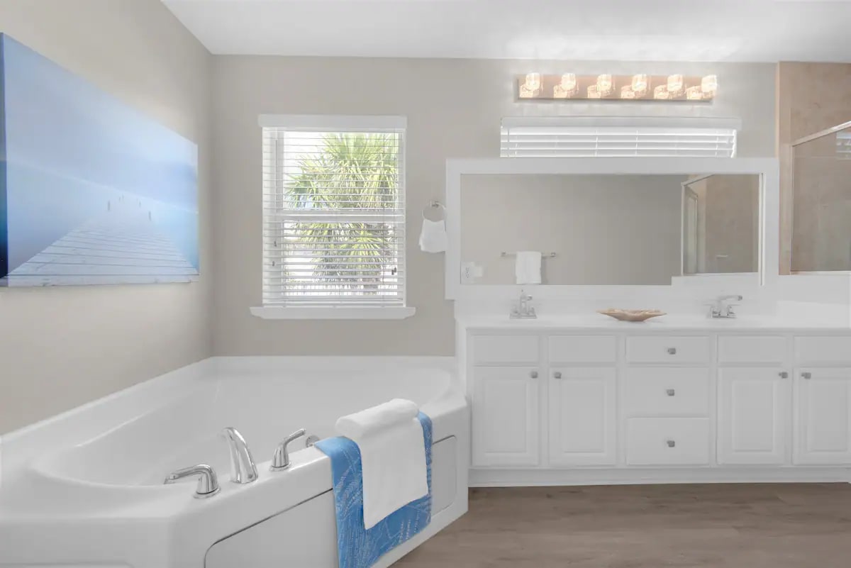 Splash-13...2nd floor. Bedroom 2 private bath. Photo 1. Private master bath with jacuzzi tub and double vanity