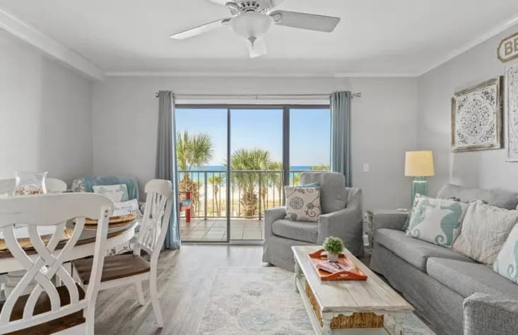 View of the beach from the living room