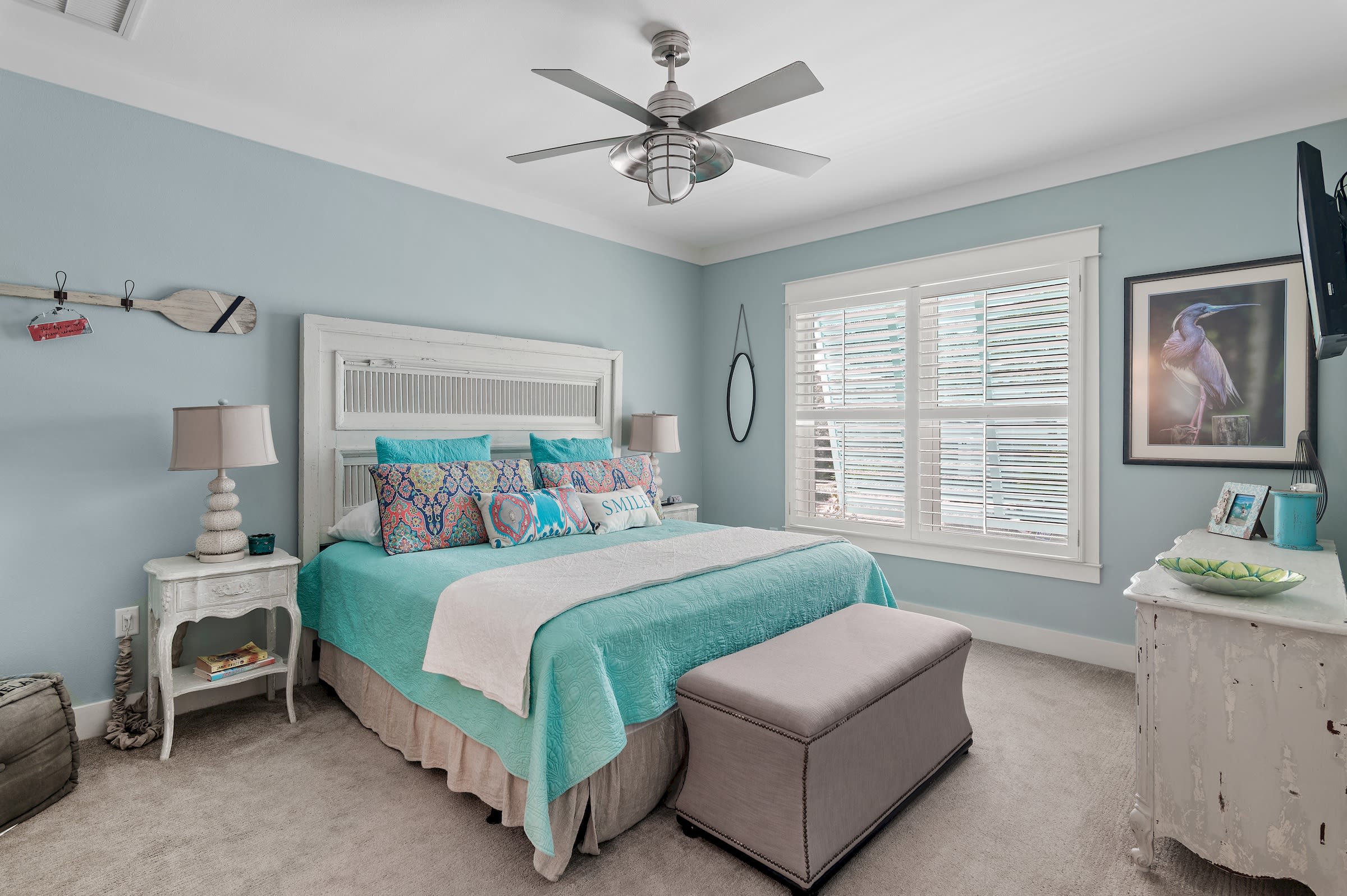 Bedroom #4 with king-size bed and large screen Smart TV