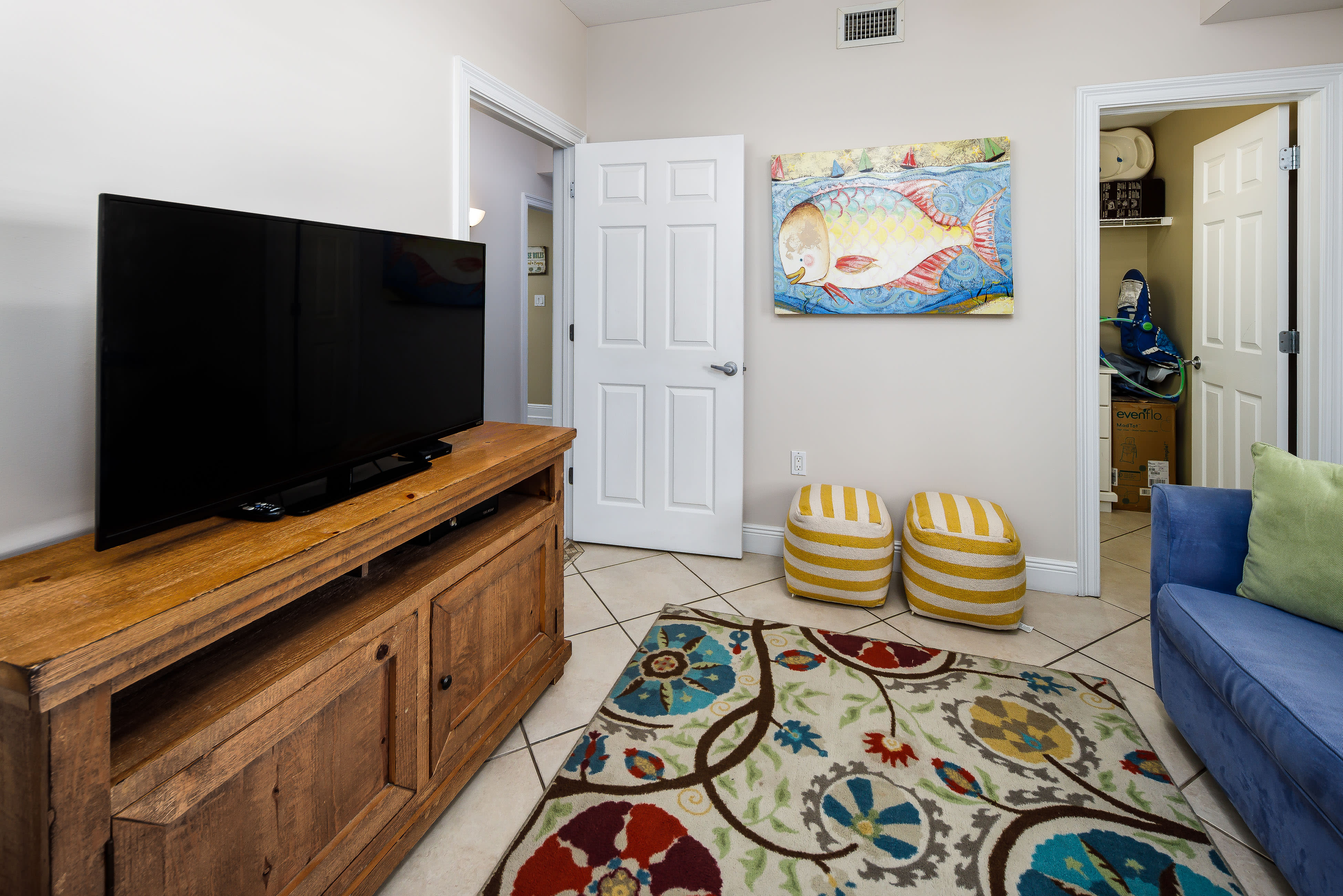 Our den has a big screen smart tv and game system!