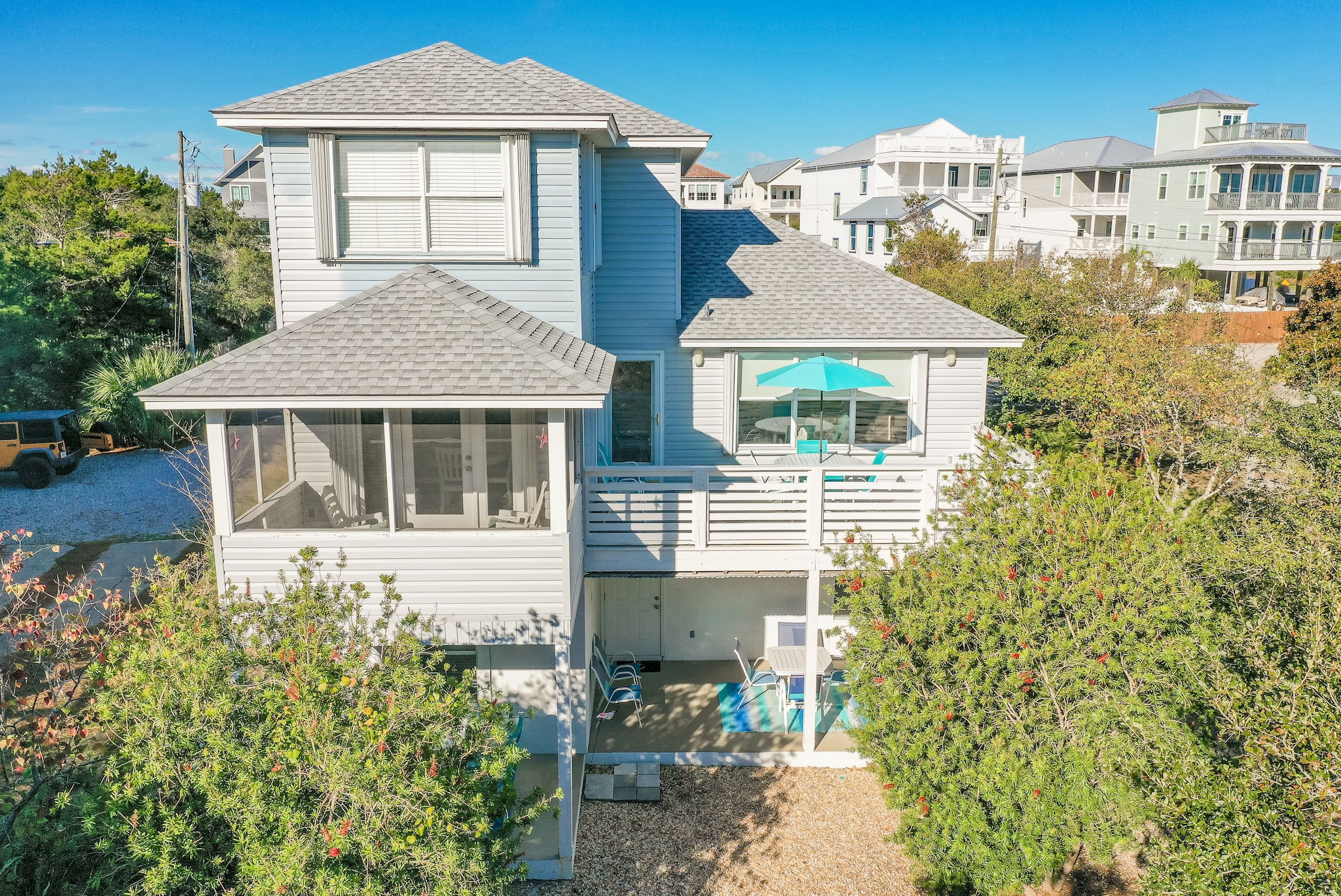 Gulf Facing Side of property, tons of trees and privacy!