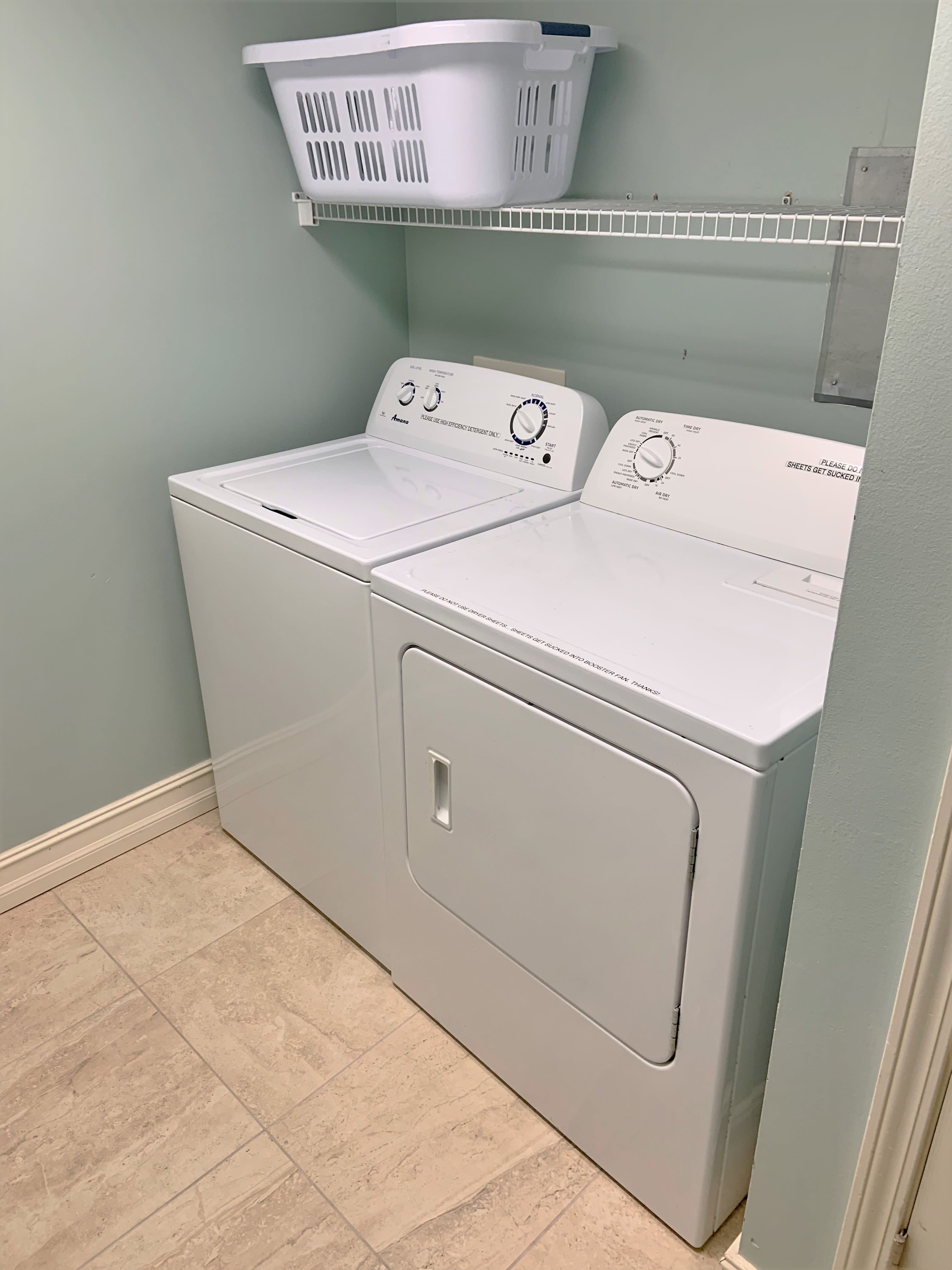 High capacity washer and dryer.