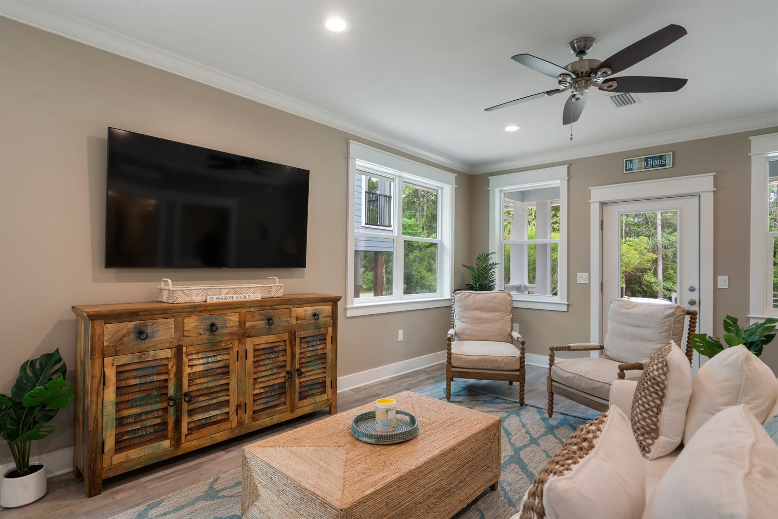 70 Inch Tv in Beautiful Living Room