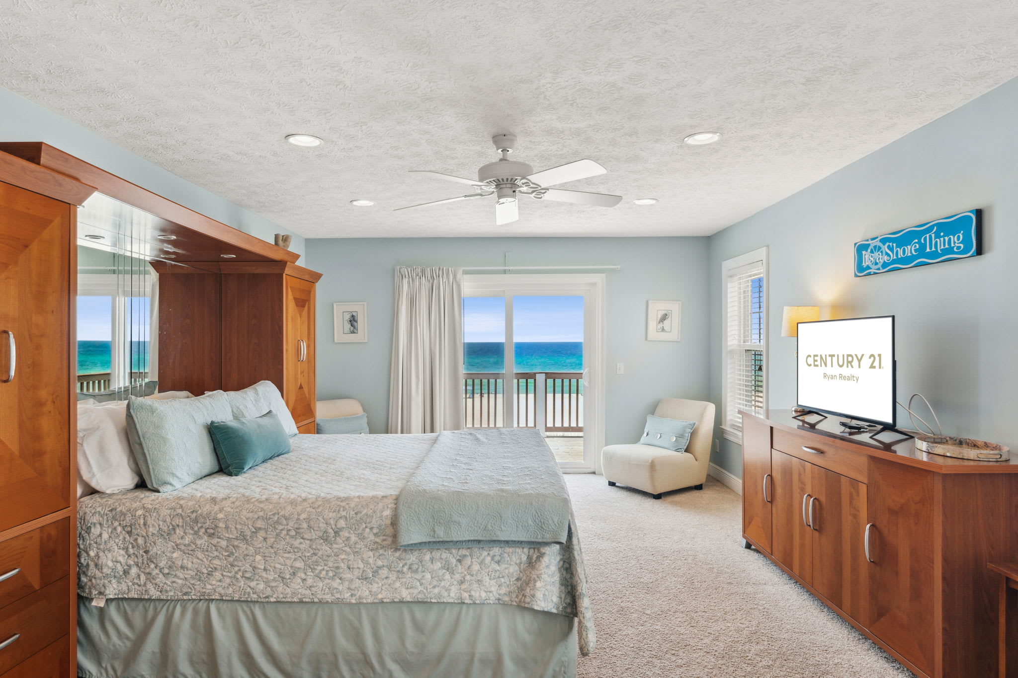 One of two master suites with king bed and beach view