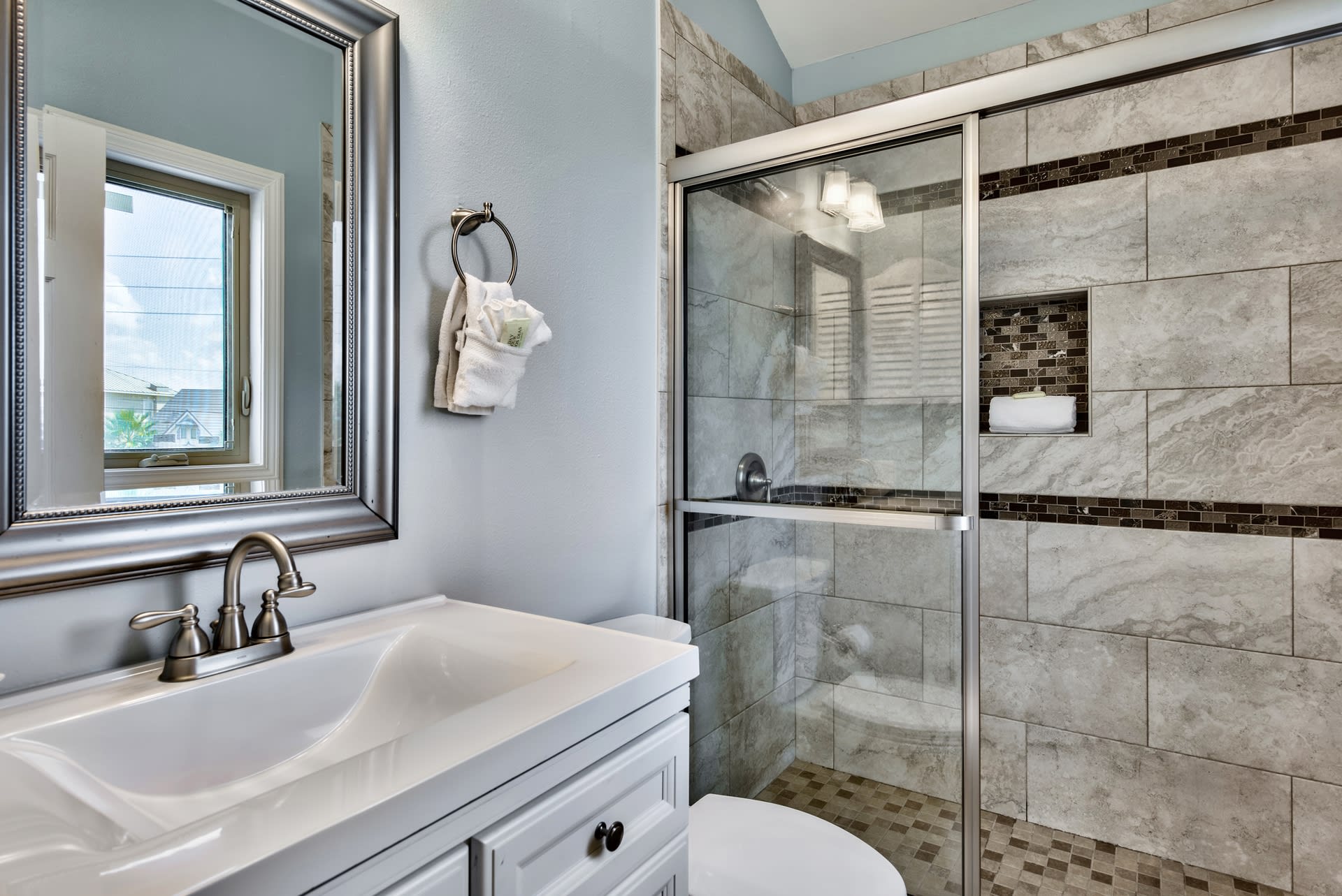 Second bath has walk-in shower