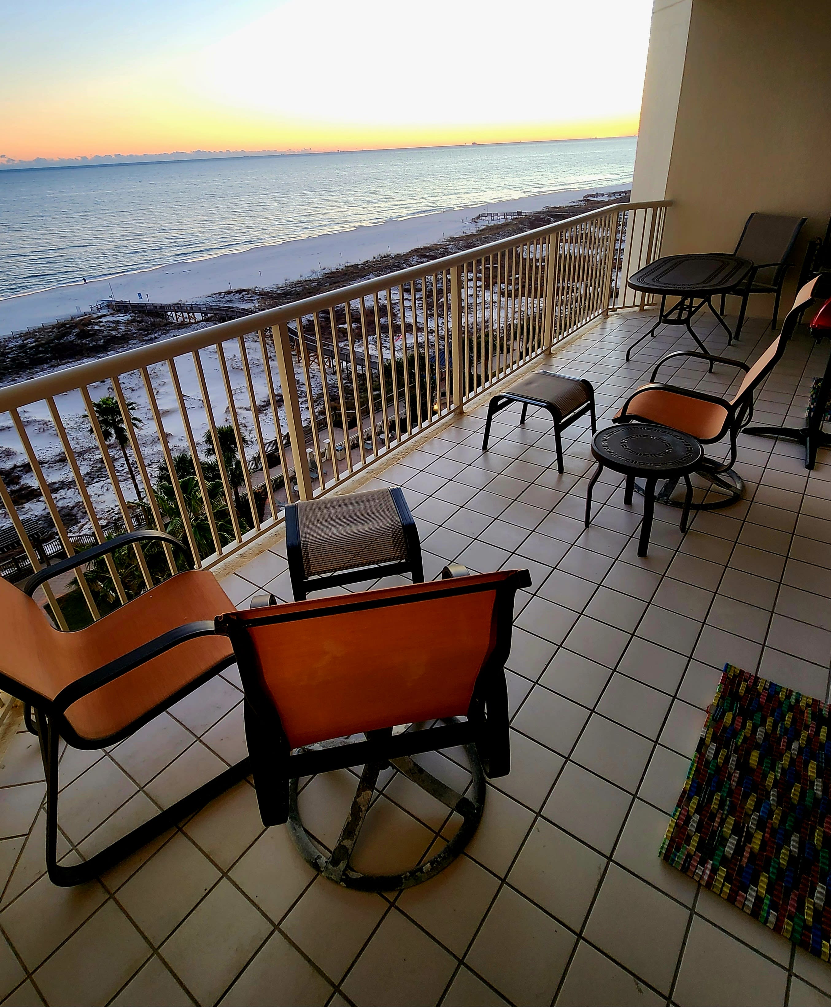 Enjoy beautiful gulf views and sunsets on large balcony.