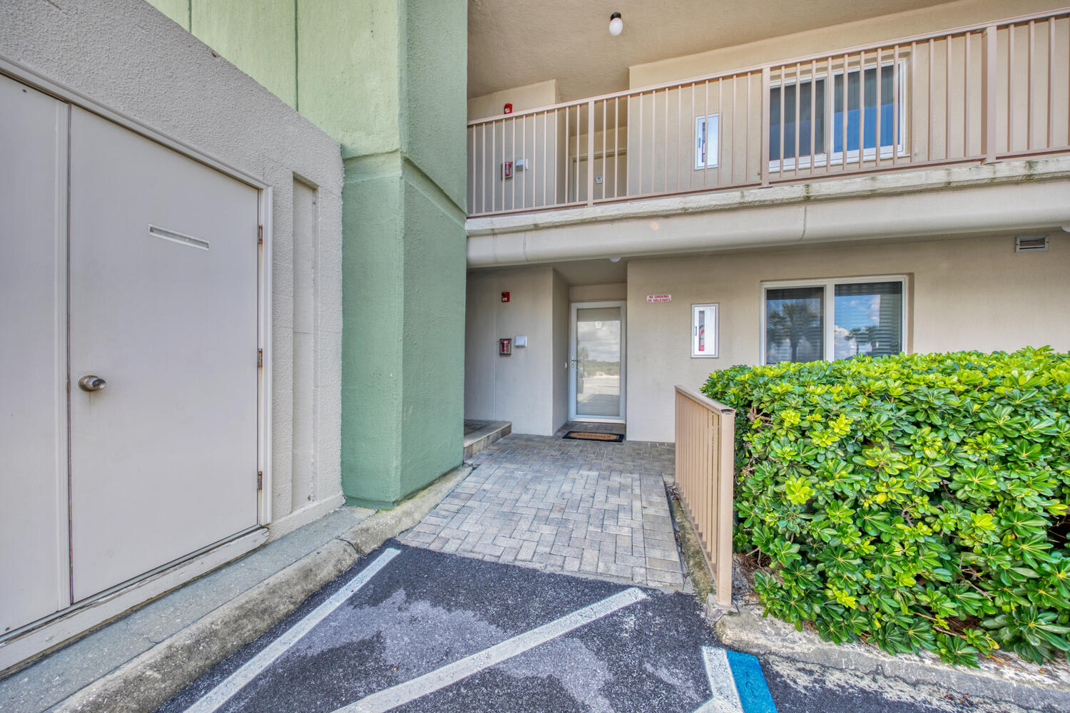 B3-108 entrance w/handicap parking and ramp to door