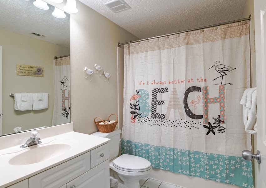 Second bathroom with tub /shower .