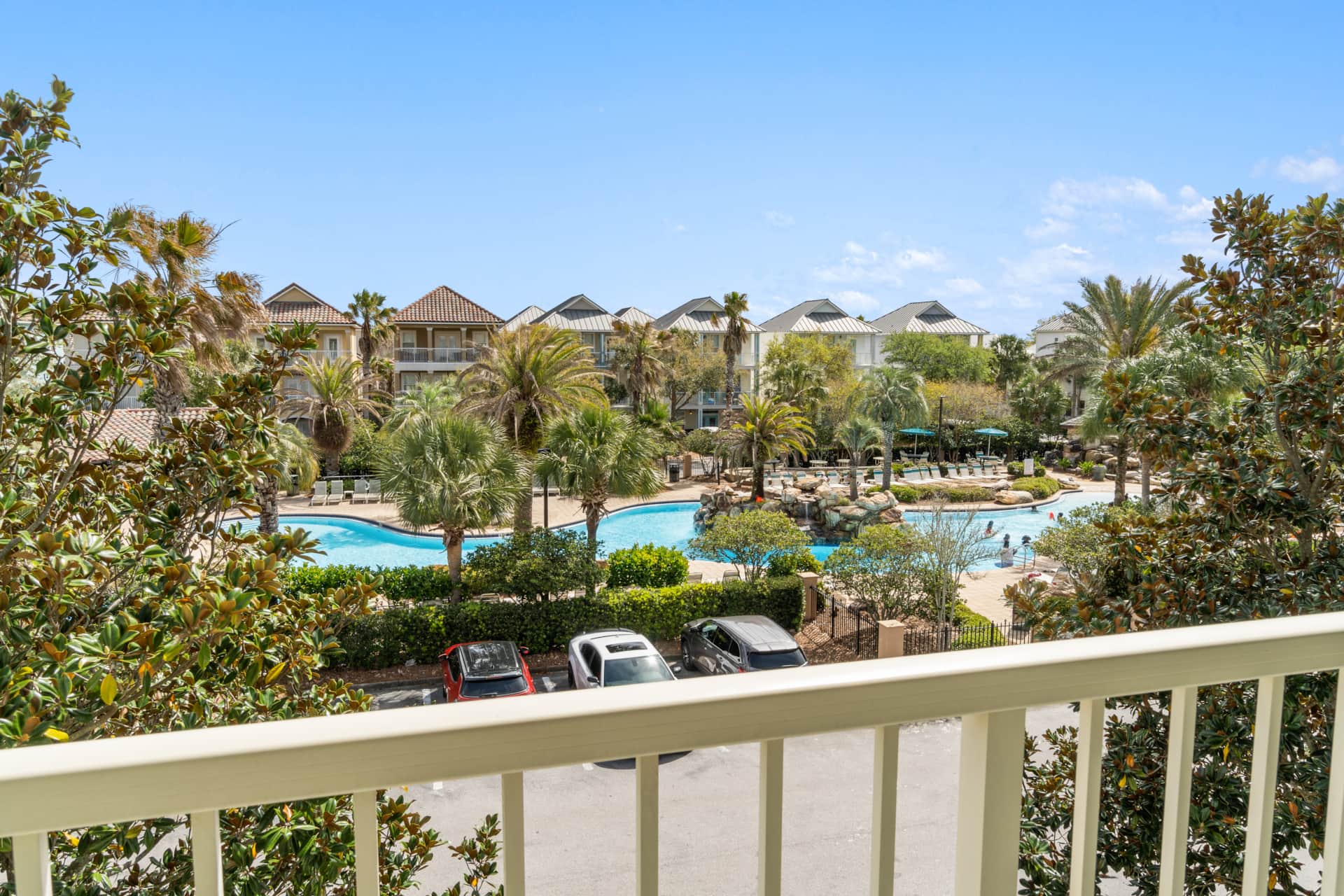 Balcony view of resort style pool