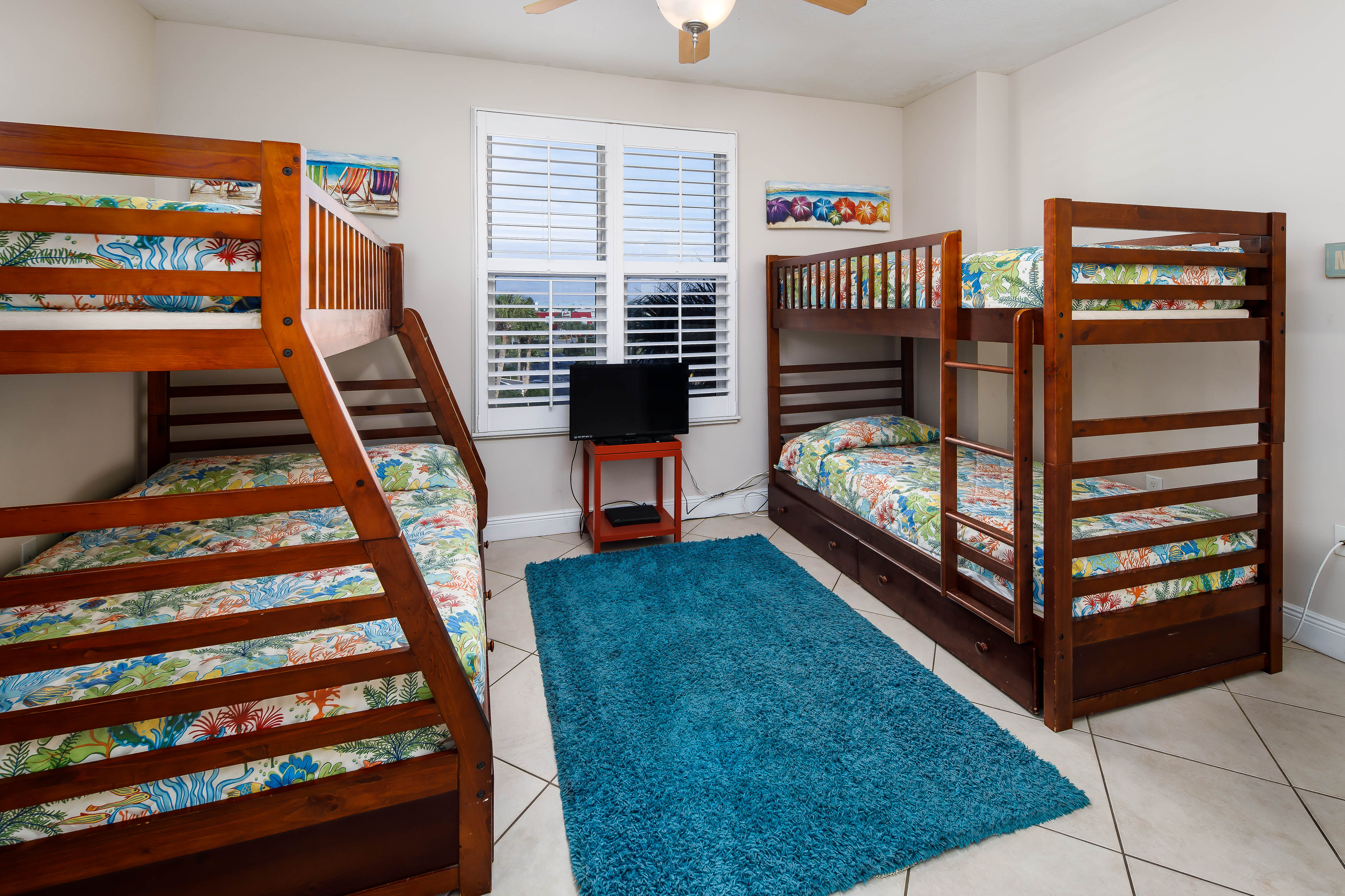 There's lots of room for the kids with bunk beds -- 3 twins and one double! 
