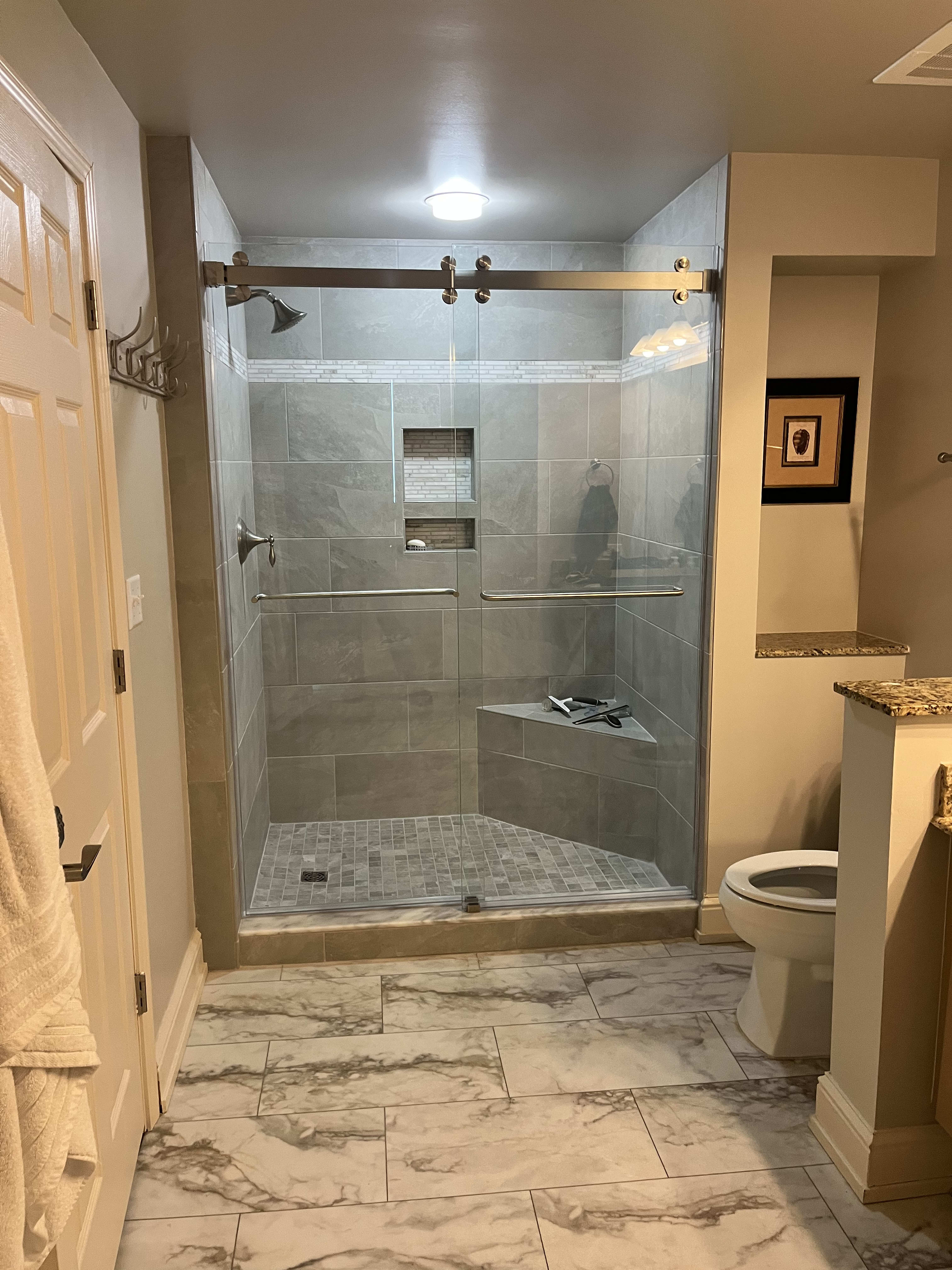 Newly remodeled walk-in shower