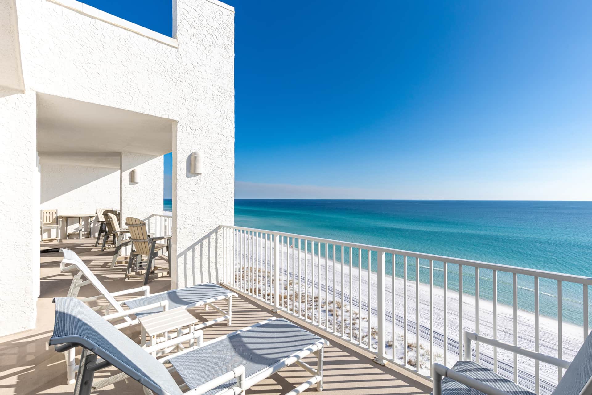 massive private balcony spanning the entire south end of the penthouse