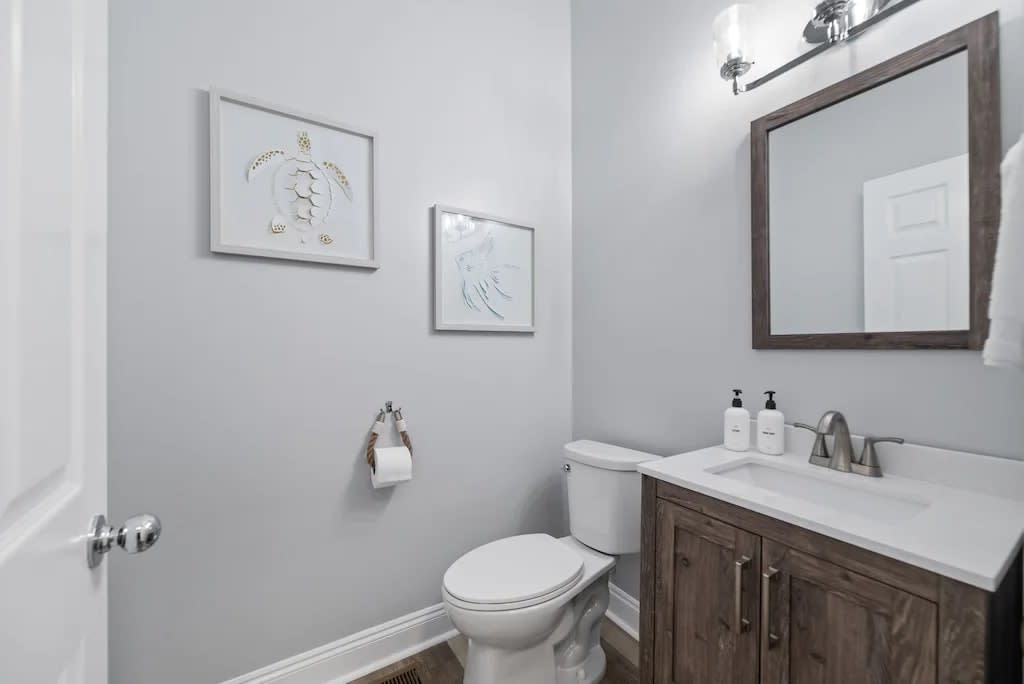 Powder room on the main floor so you don't have to enter a bedroom to use a bath