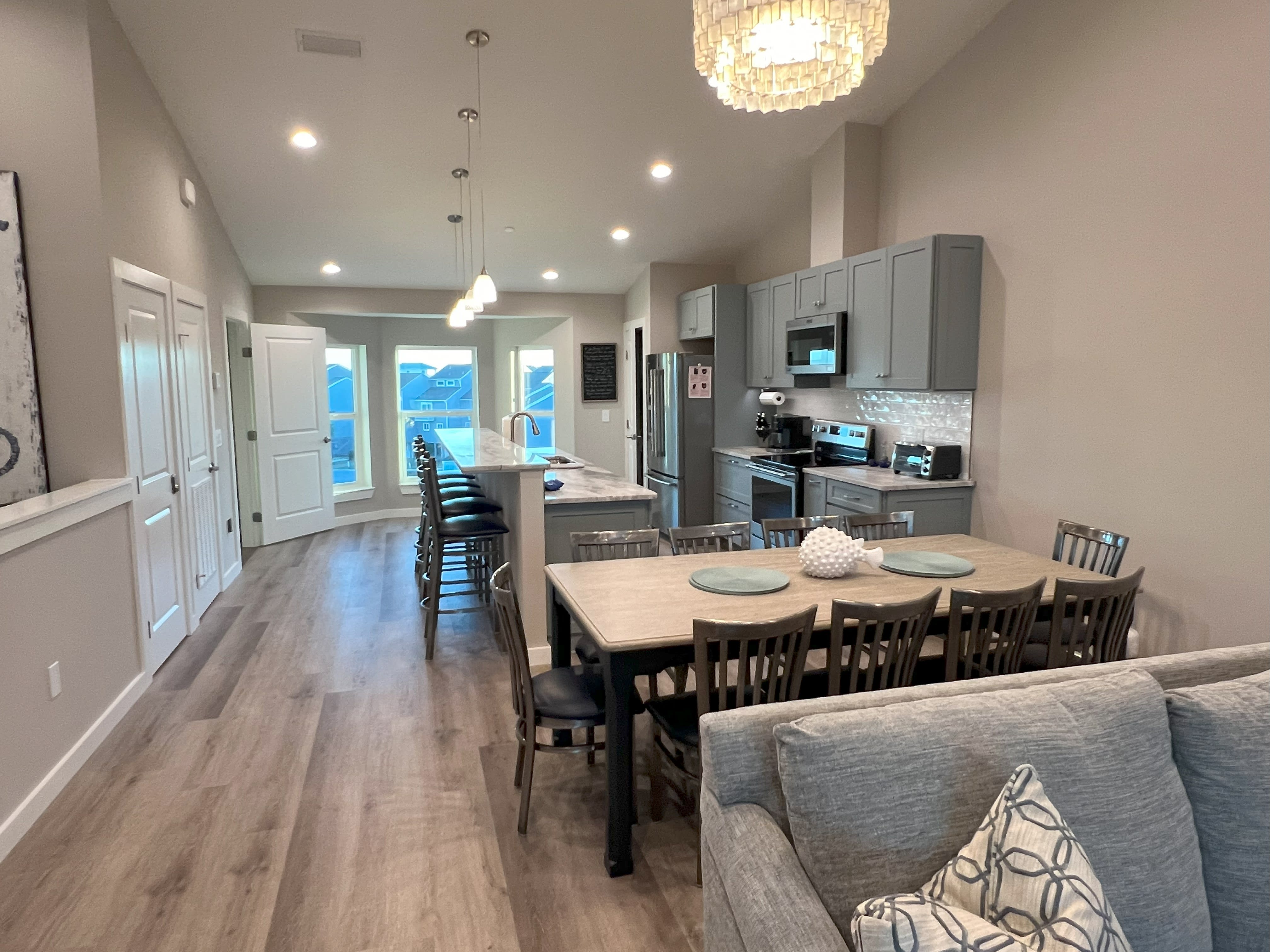 Living space with extra counter seating &amp; half bath