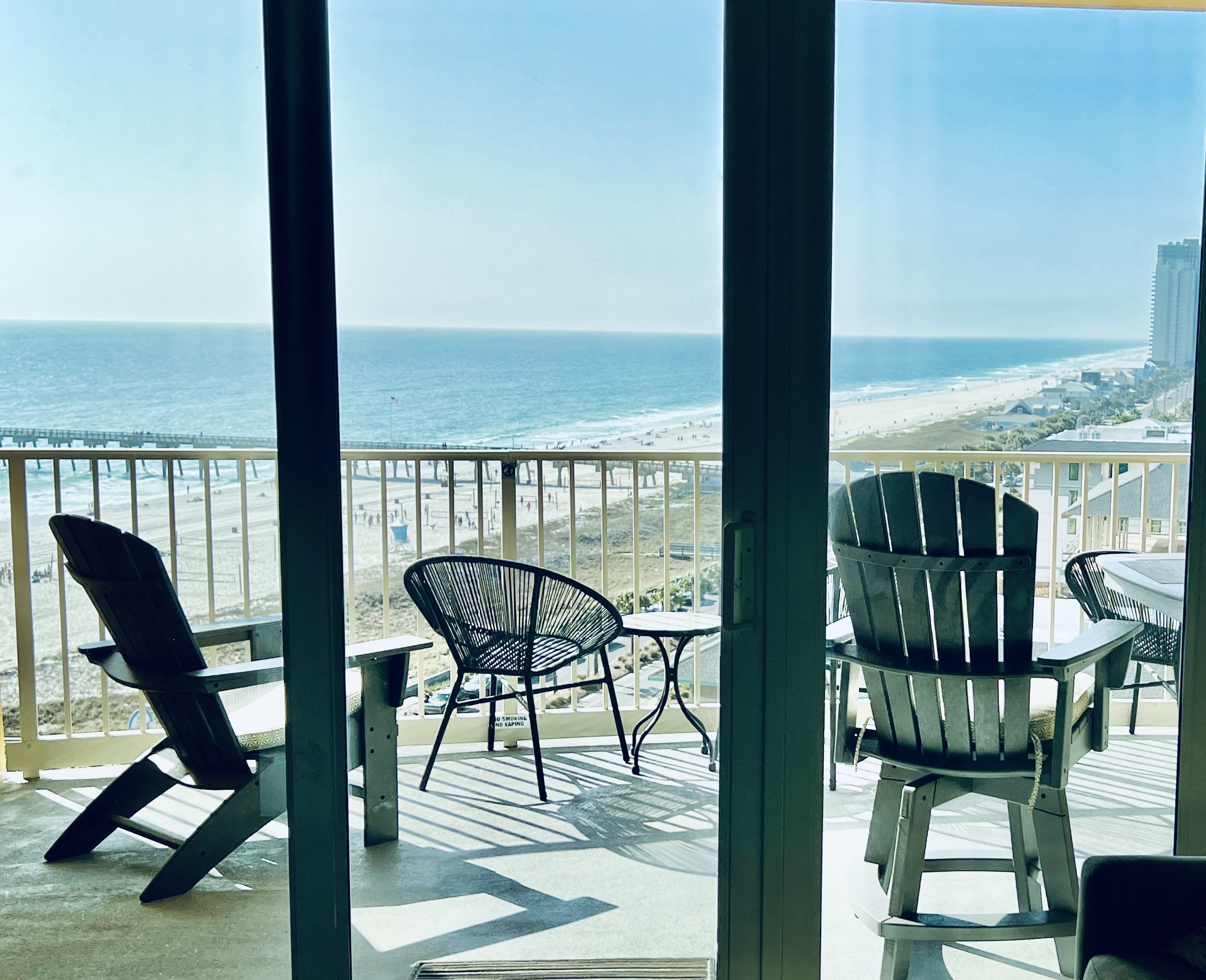 EAT OUT! Enjoy the hi-boy swivel chairs and dining table on Mermaid's balcony!