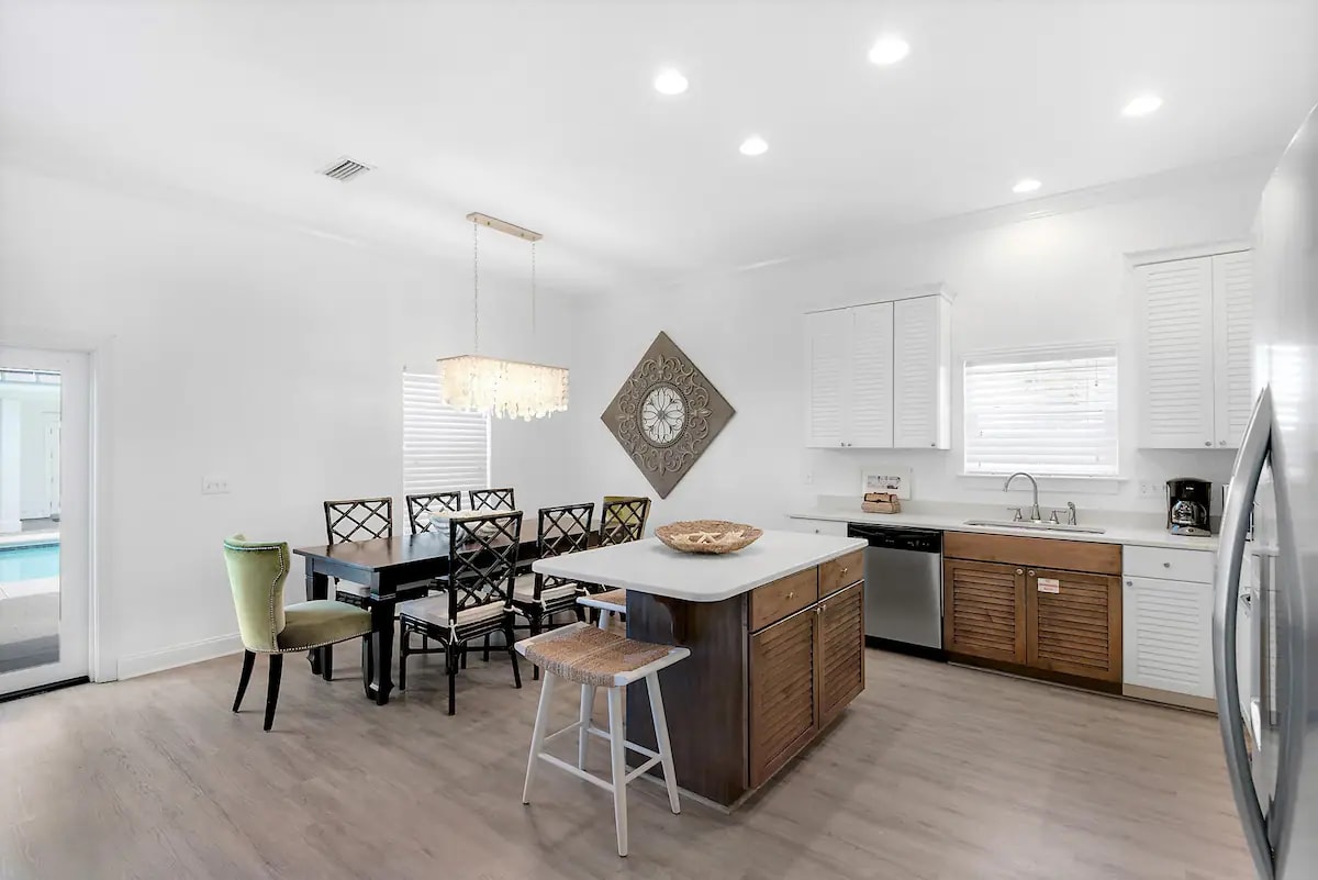 Epic-16 Stainless kitchen appliances with granite counter. Fully stocked and ready for your culinary masterpiece!