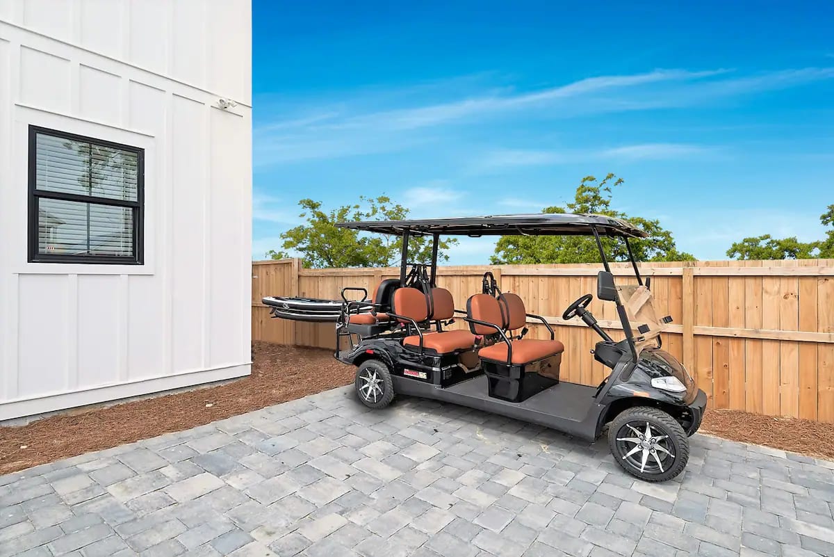 Sundance-4 Six seat golf cart makes hauling coolers and toys to the beach a snap. Plus it's just a fun way to get to our nearby restaurants, shopping and the many other beaches along Destin's famous Scenic Gulf Drive.
