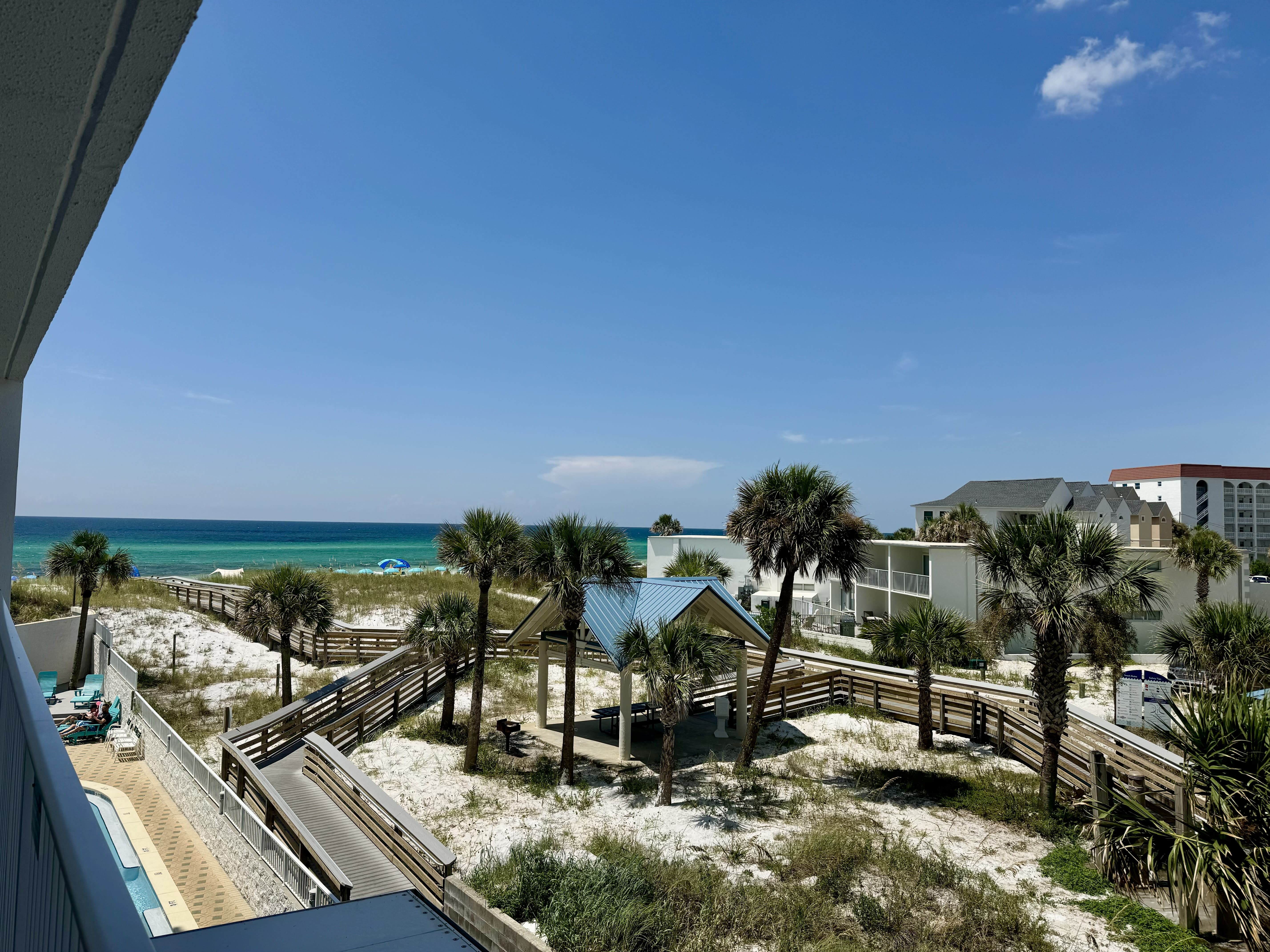 View from Balcony Towards the Beach. 