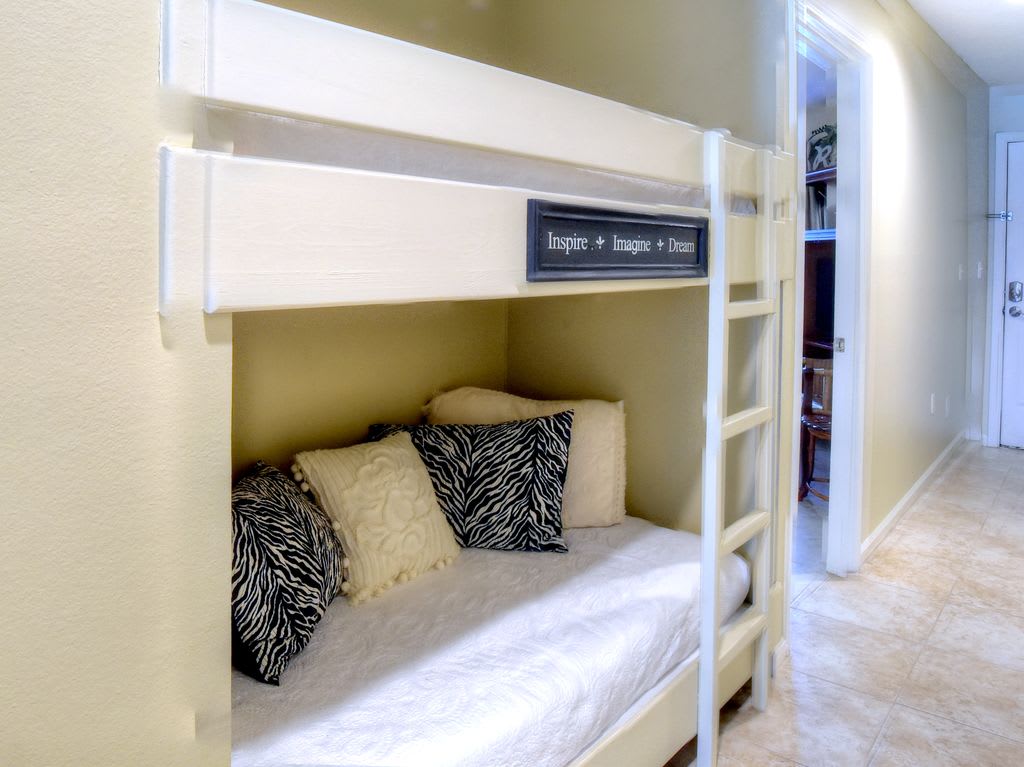 Twin bunk beds in hall