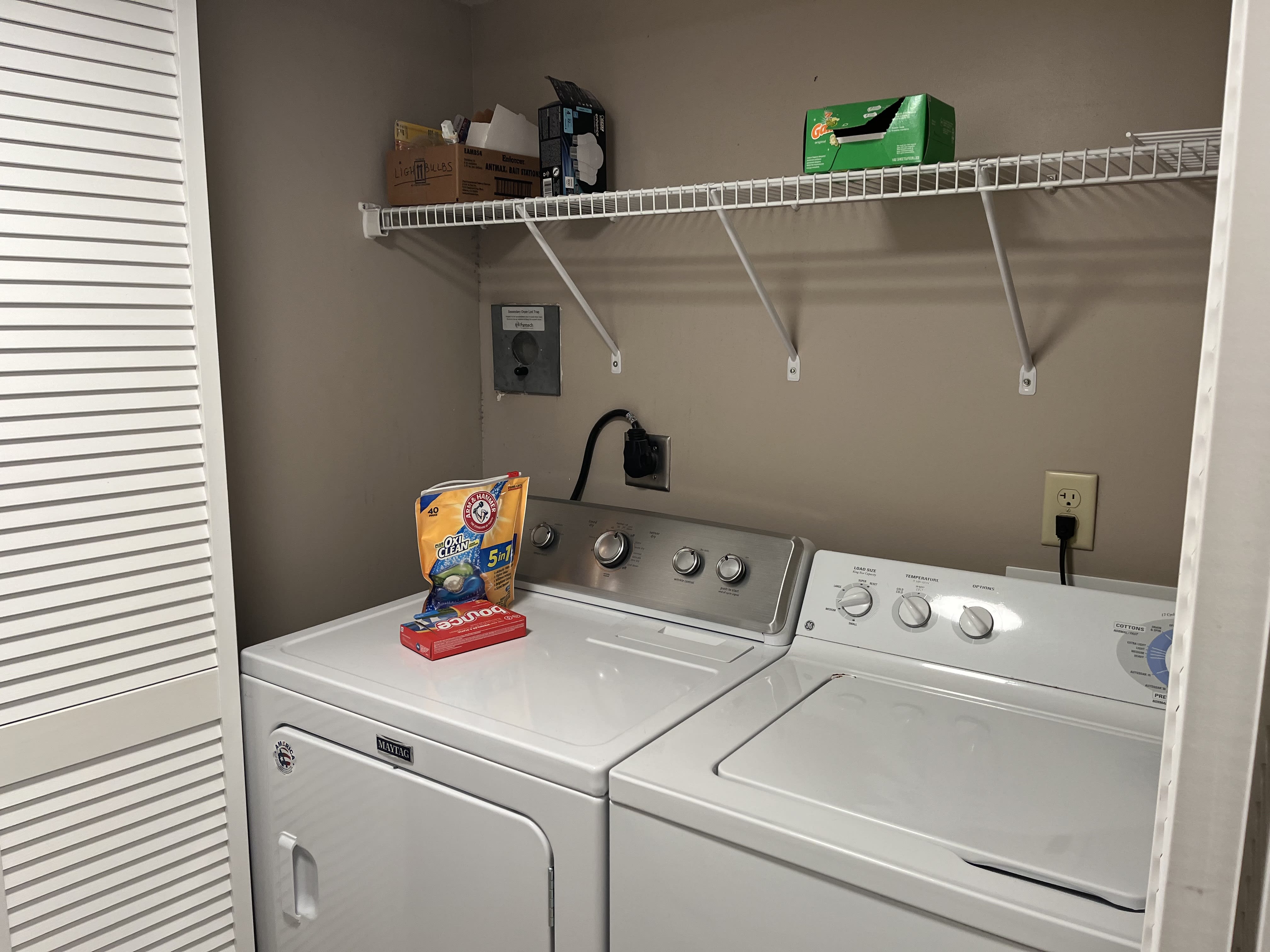 Large washer and dryer in hall closet