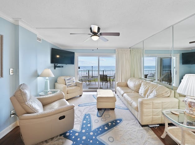 Gulf front views from the recliner in the living room. 