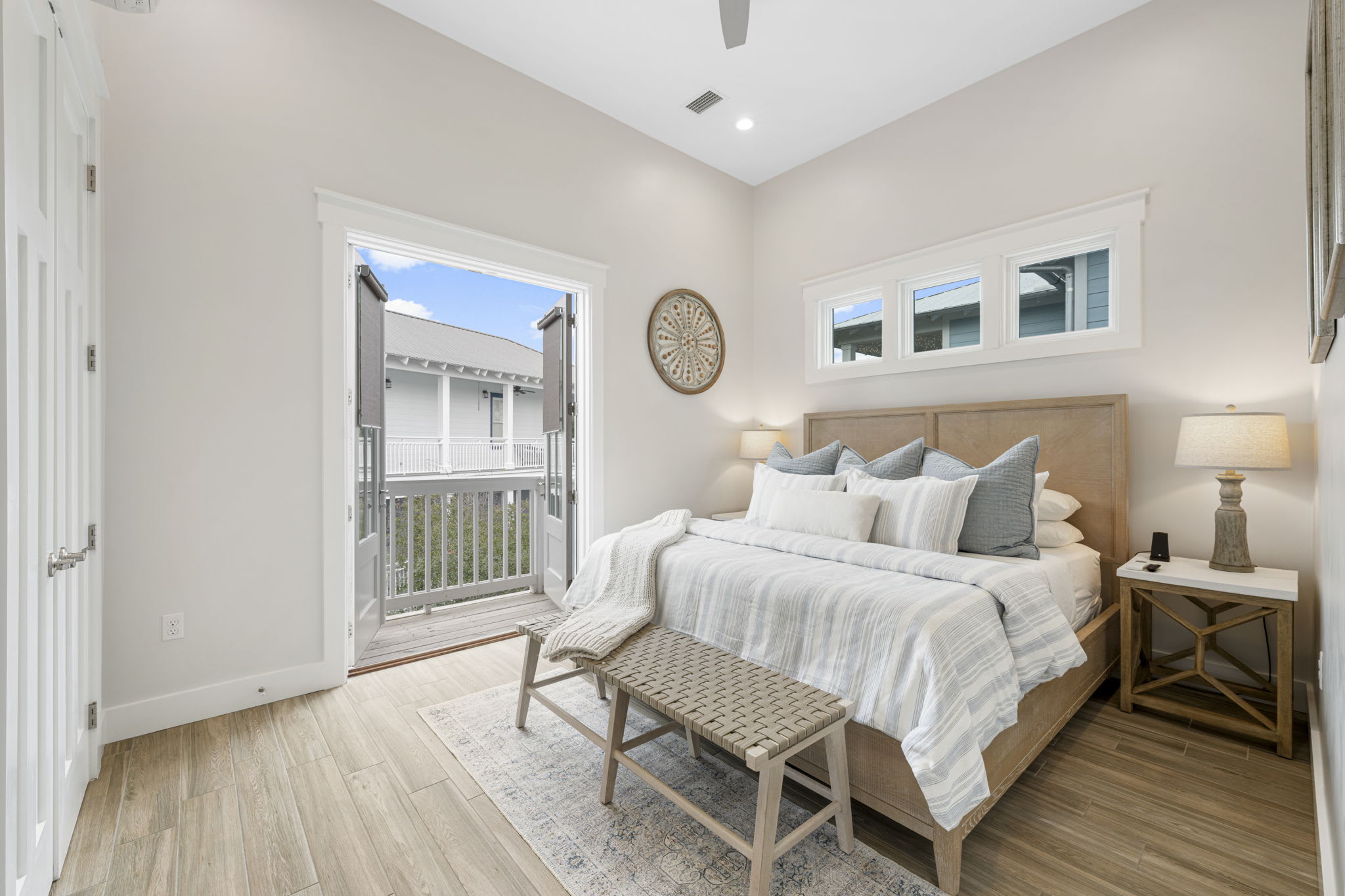 Luxury King Bed with Luxury Cotton Linens Juliet Balcony in King Bedroom