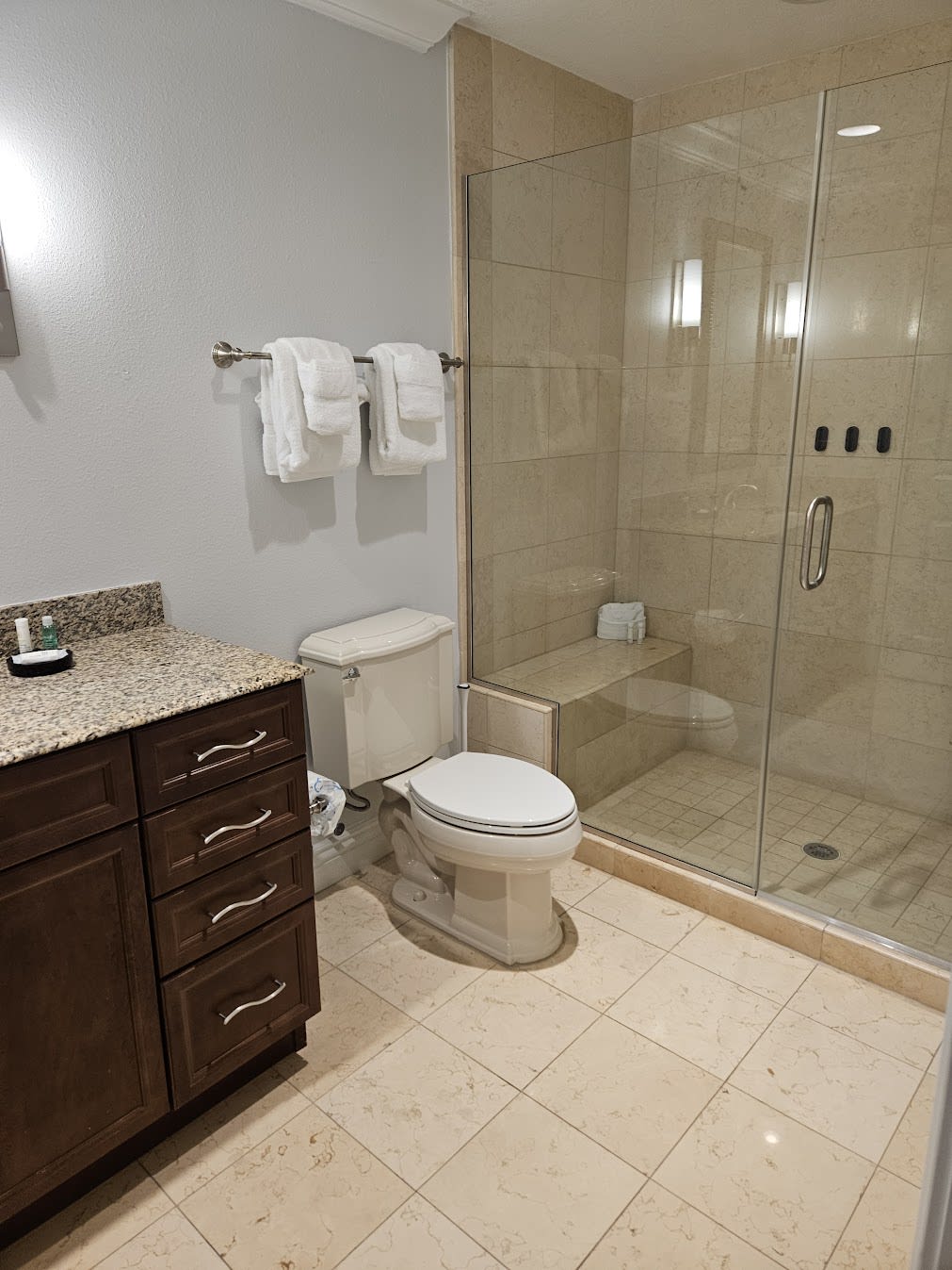 Very nice bathrooms, with shampoo, conditioners, and body wash.