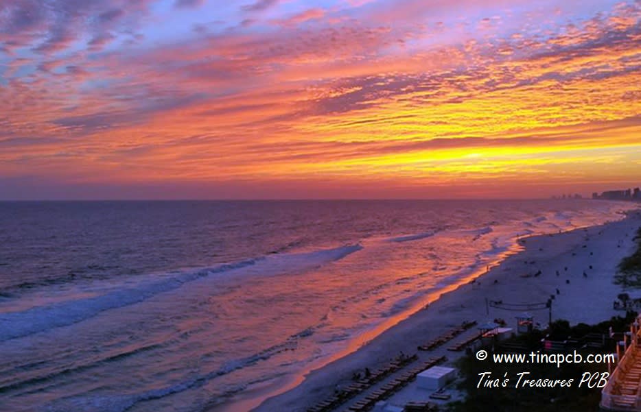 View of the sunset from 802 sq ft wrap around balcony overlooking Gulf of Mexico