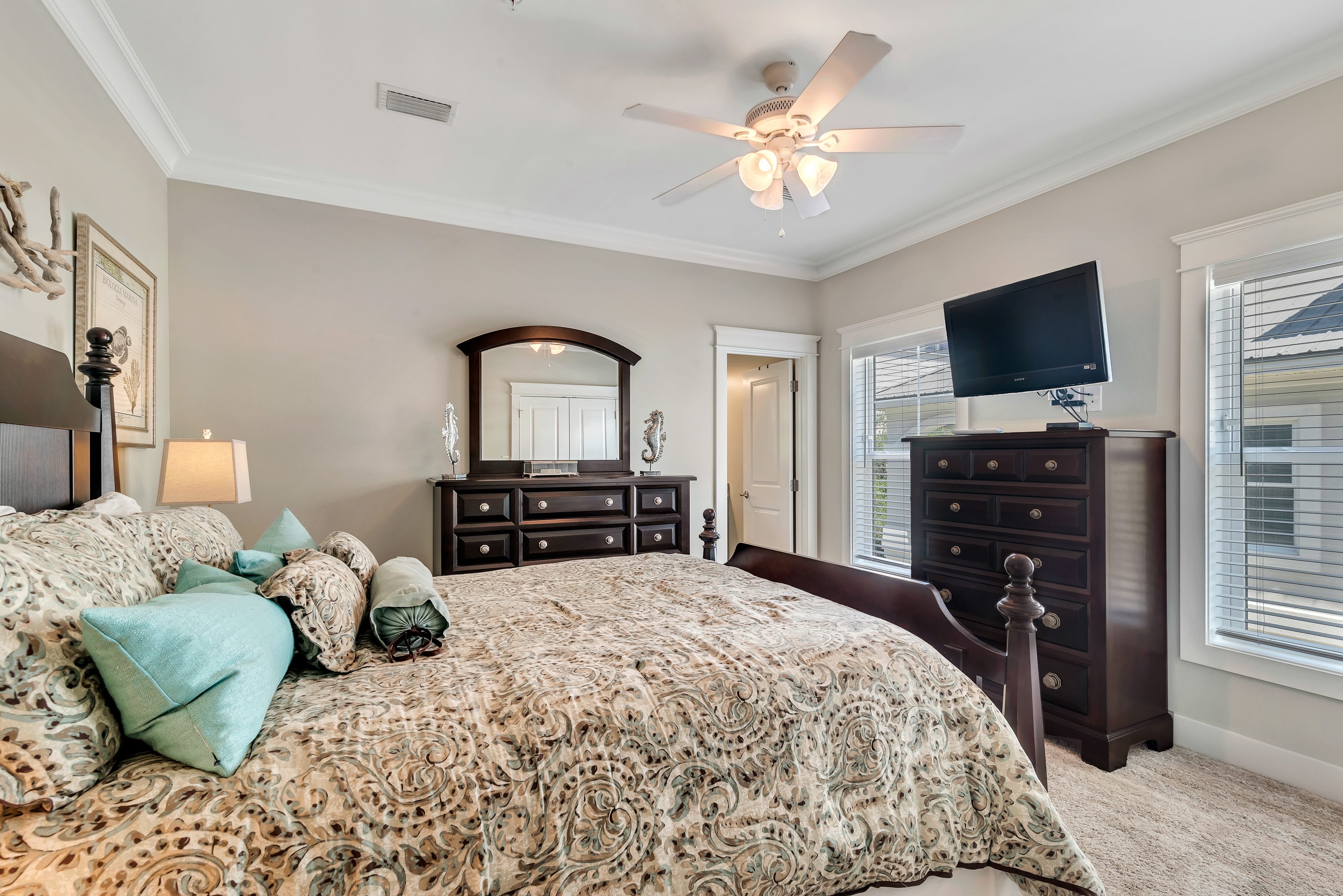 Main Floor Master King with private bath and shower.