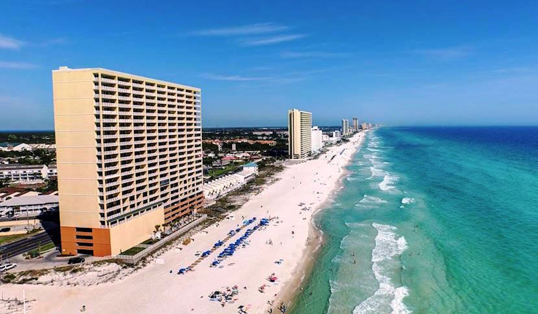 Right on the beach!!! Emerald water and sugary white sand.