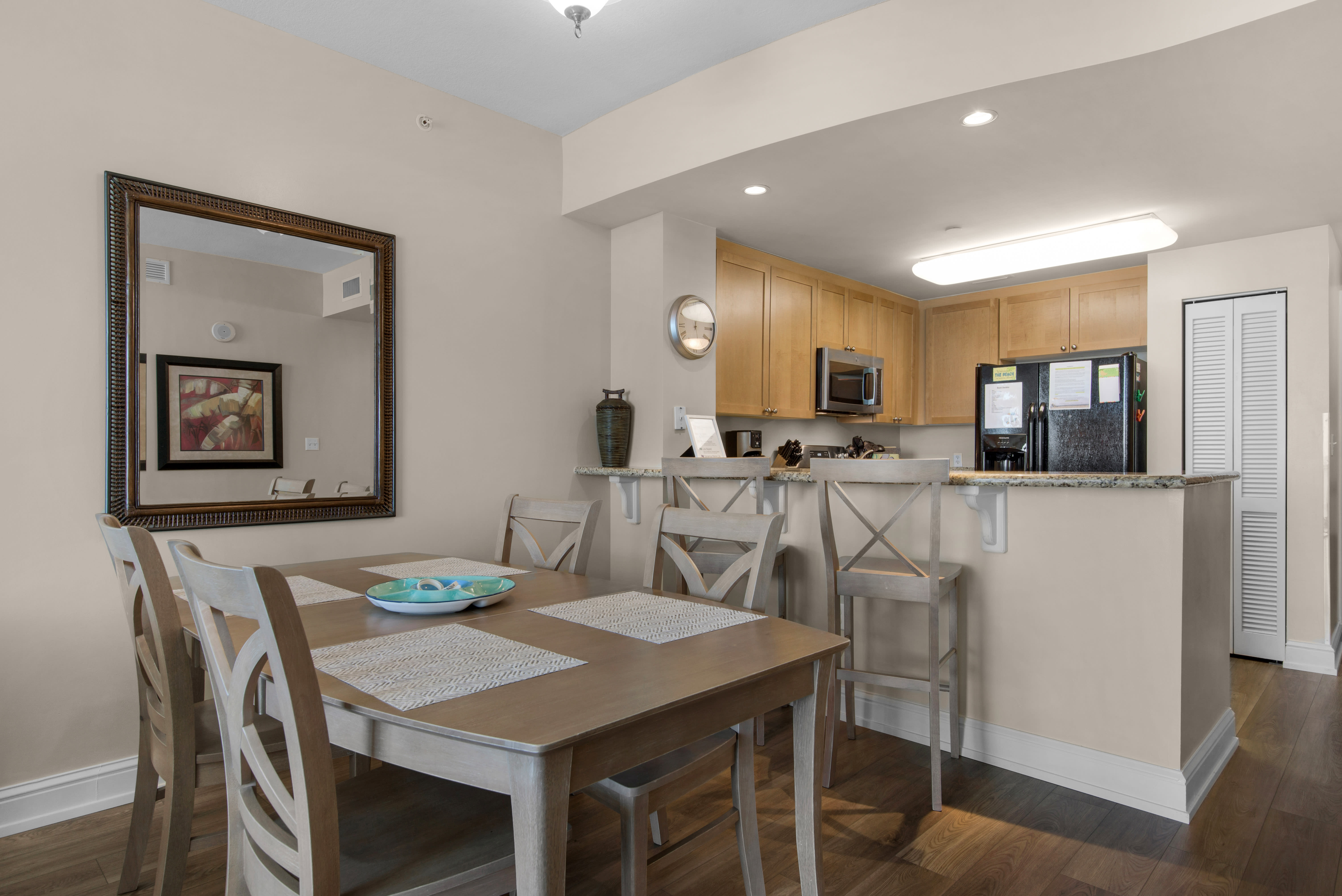 Comfortable dining for six.