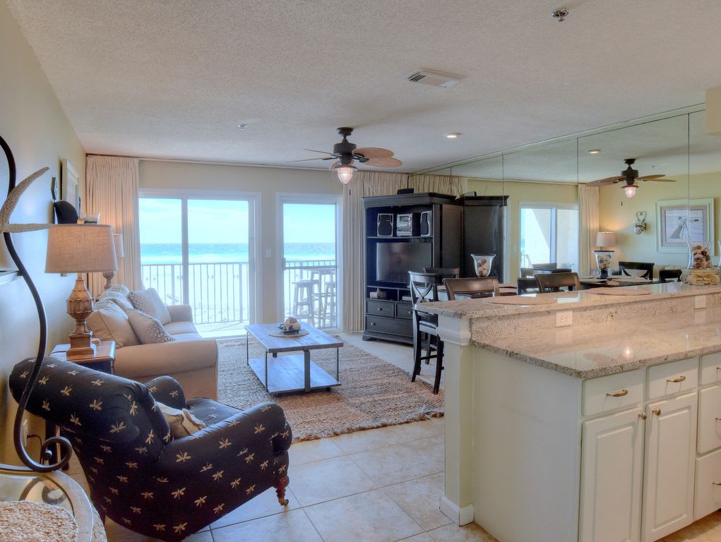 View of the gulf from kitchen and living room