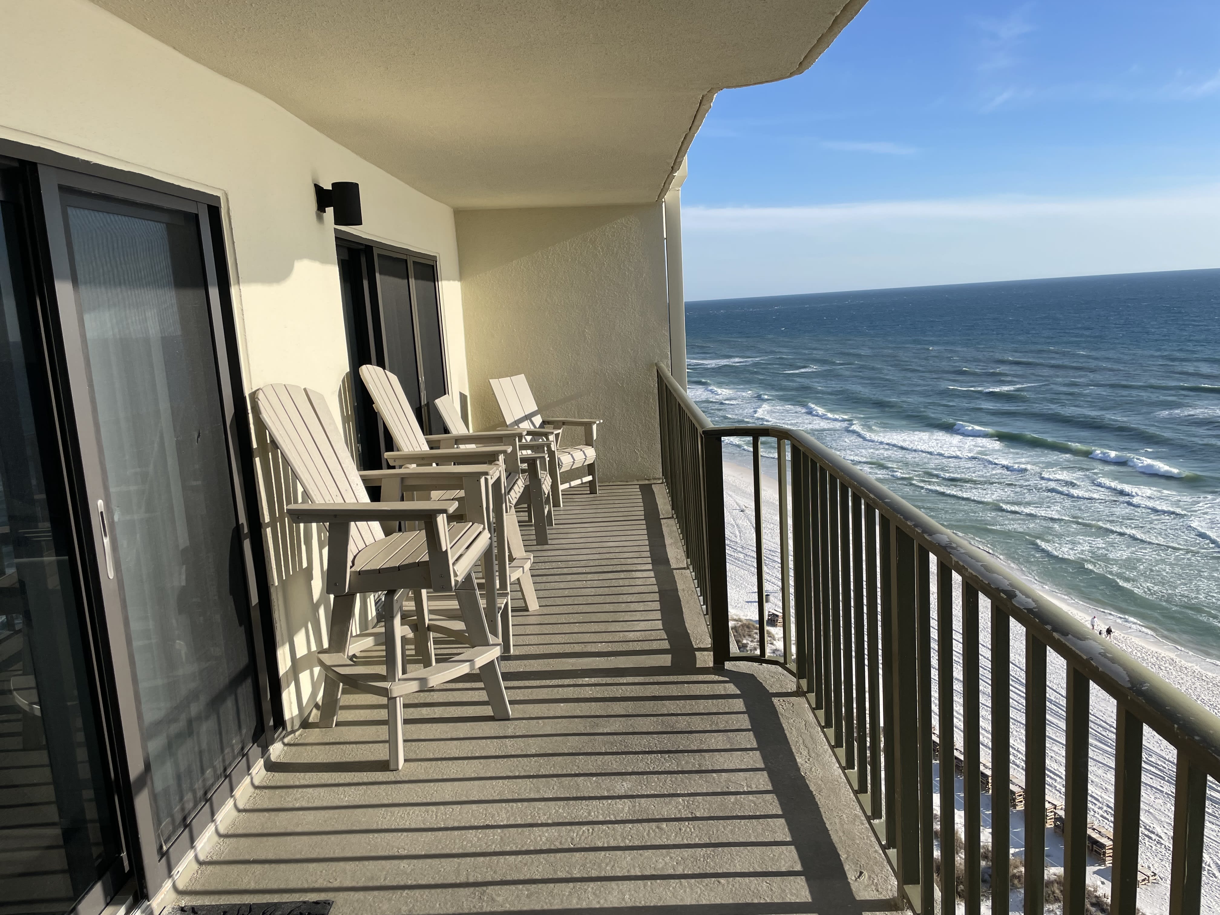 The balcony affords comfortable seating and fabulous views. 