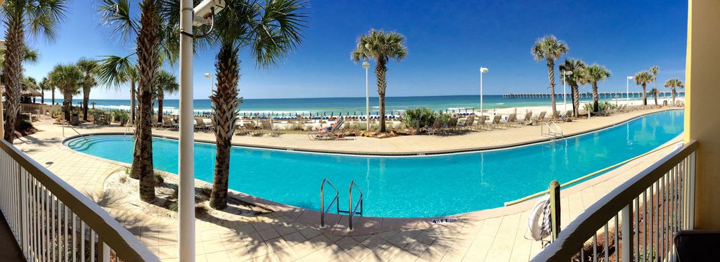 Huge pool and beach view from your balcony