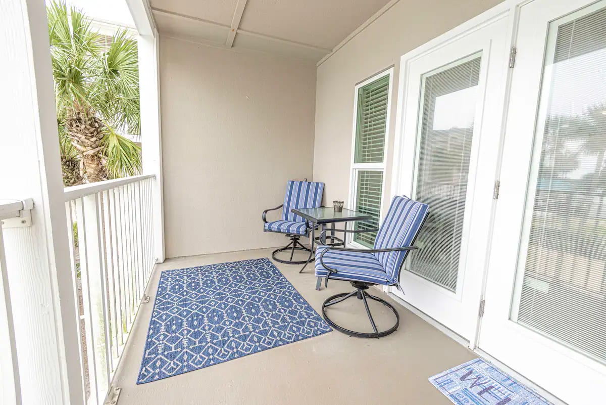 Balcony has a pool View