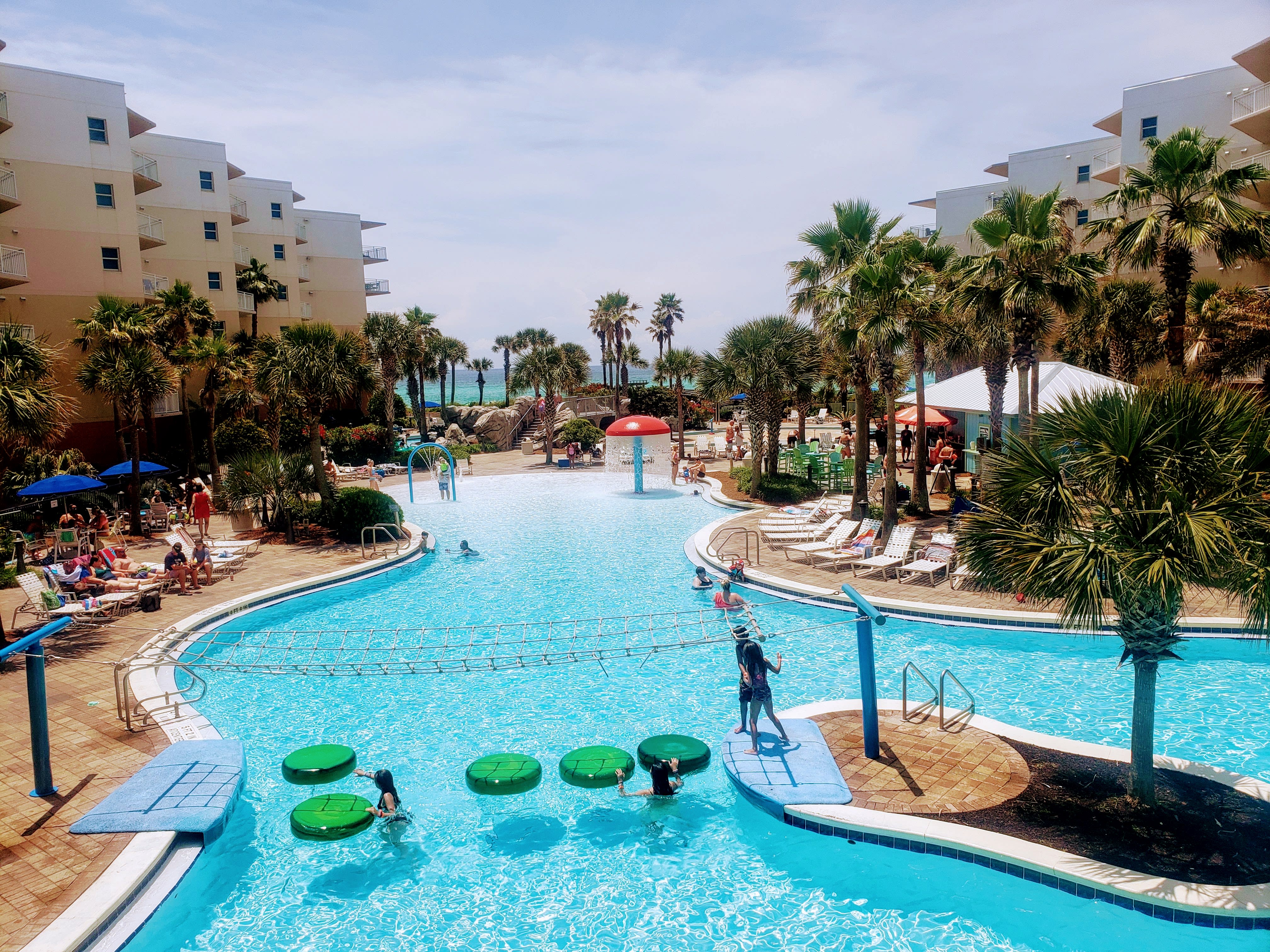 Zero entry main pool with activity course.