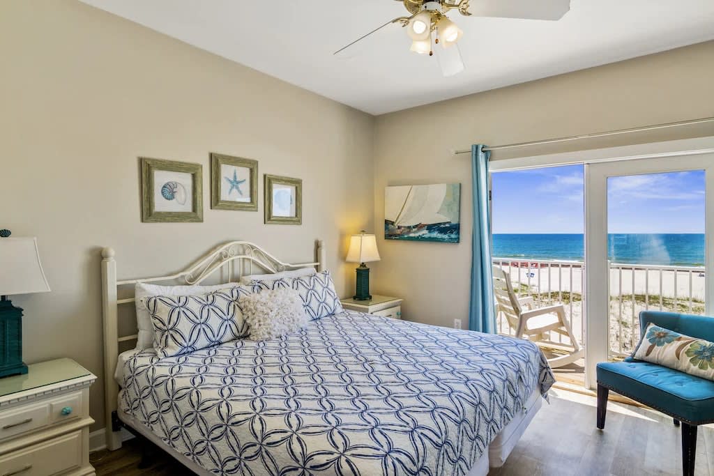 Second Floor King Bedroom- walkout balcony overlooking the ocean! TV w/ cable.