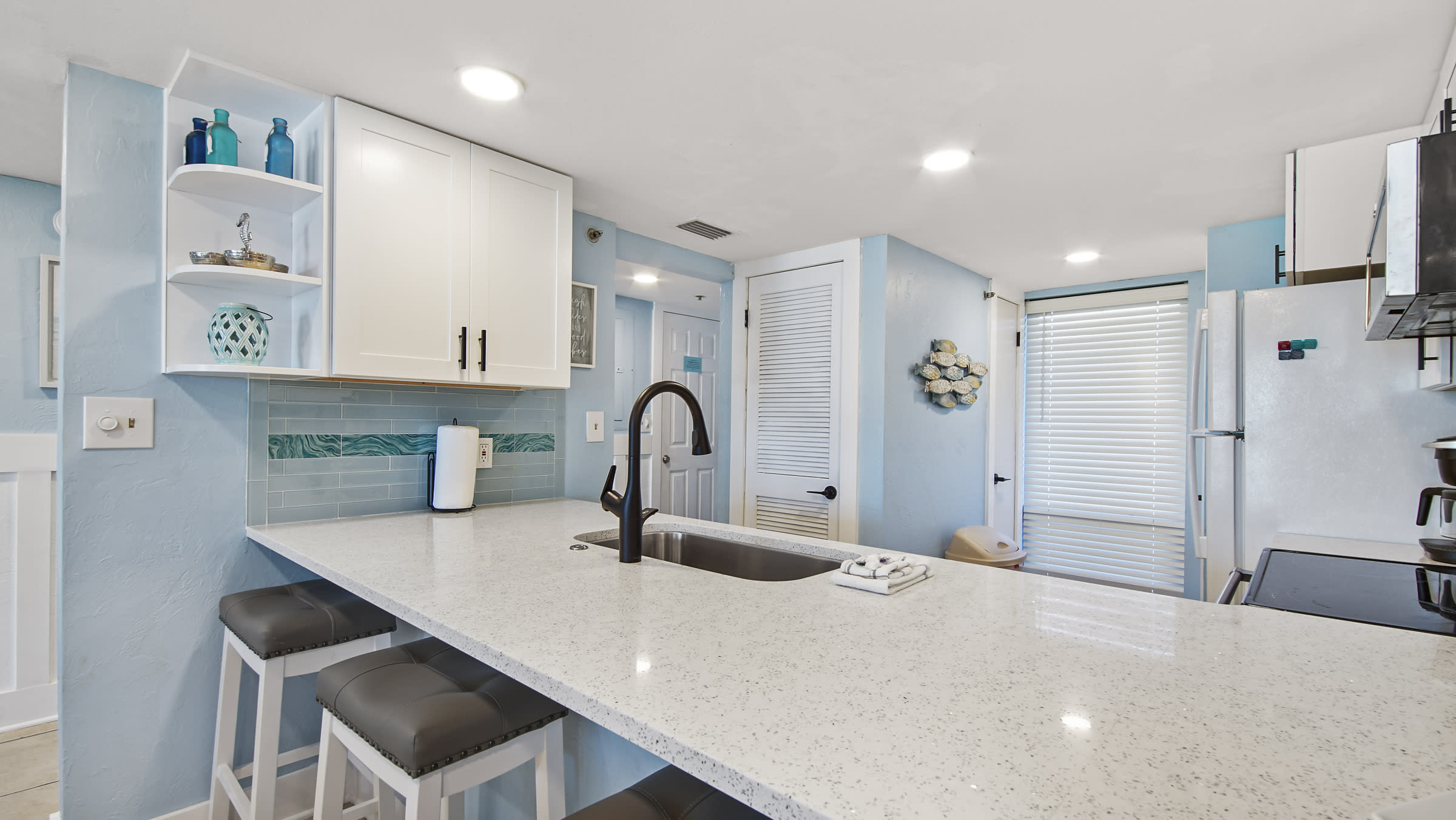 New kitchen cabinets, granite.