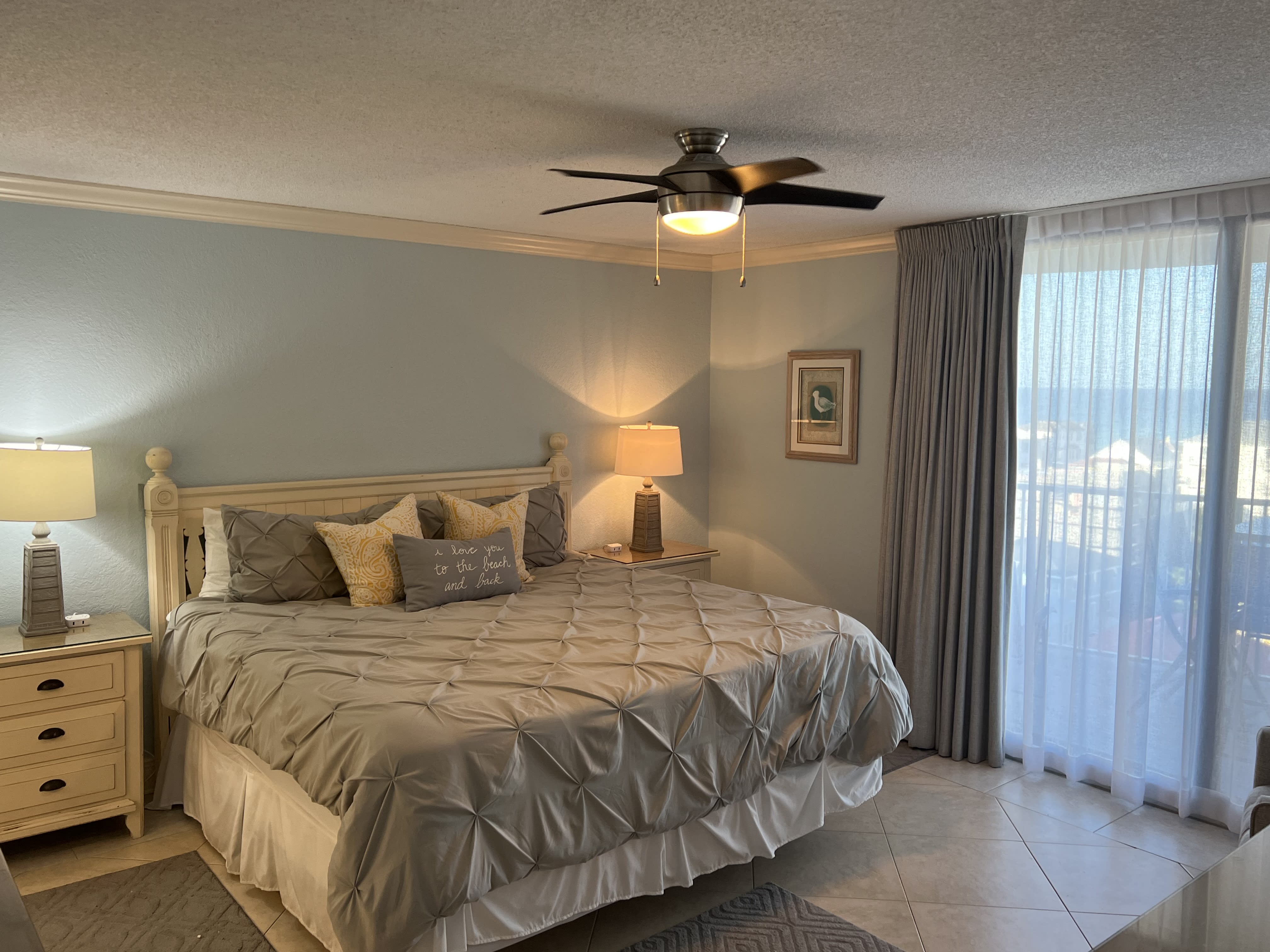 Master has a King bed and access to balcony 