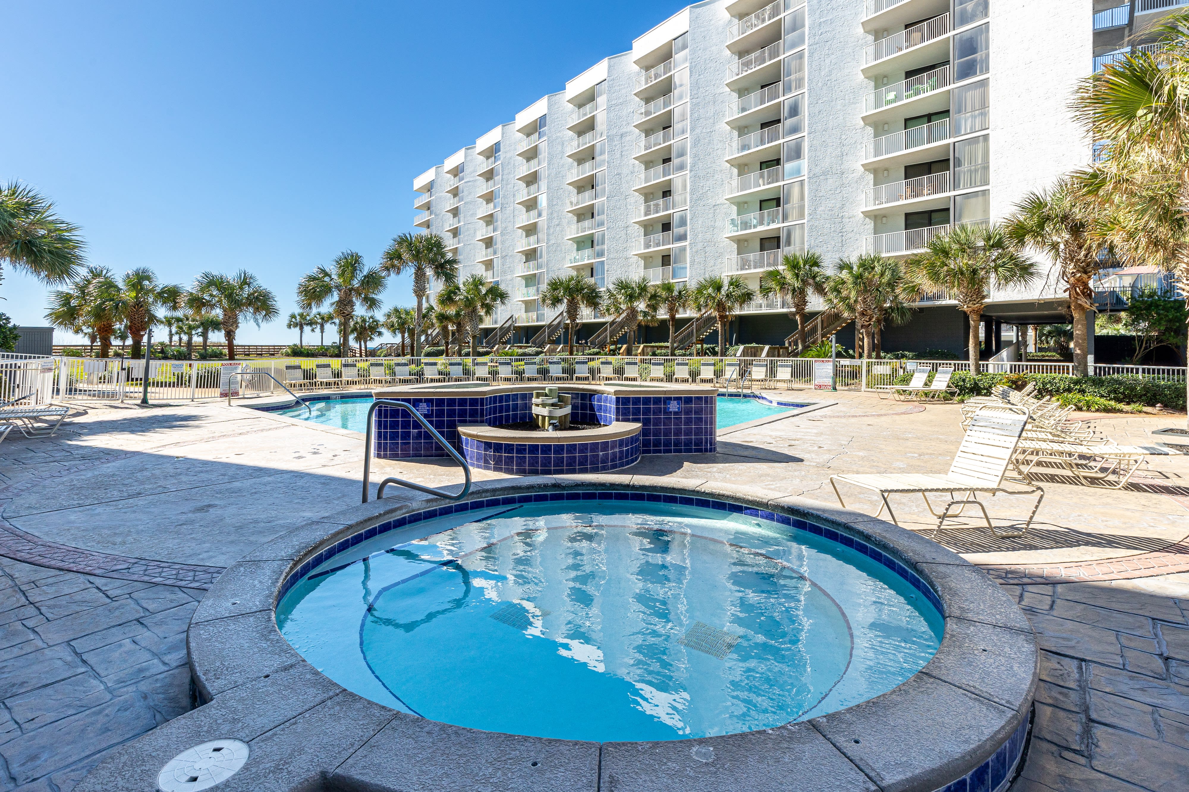 hot tub overlooking the pool