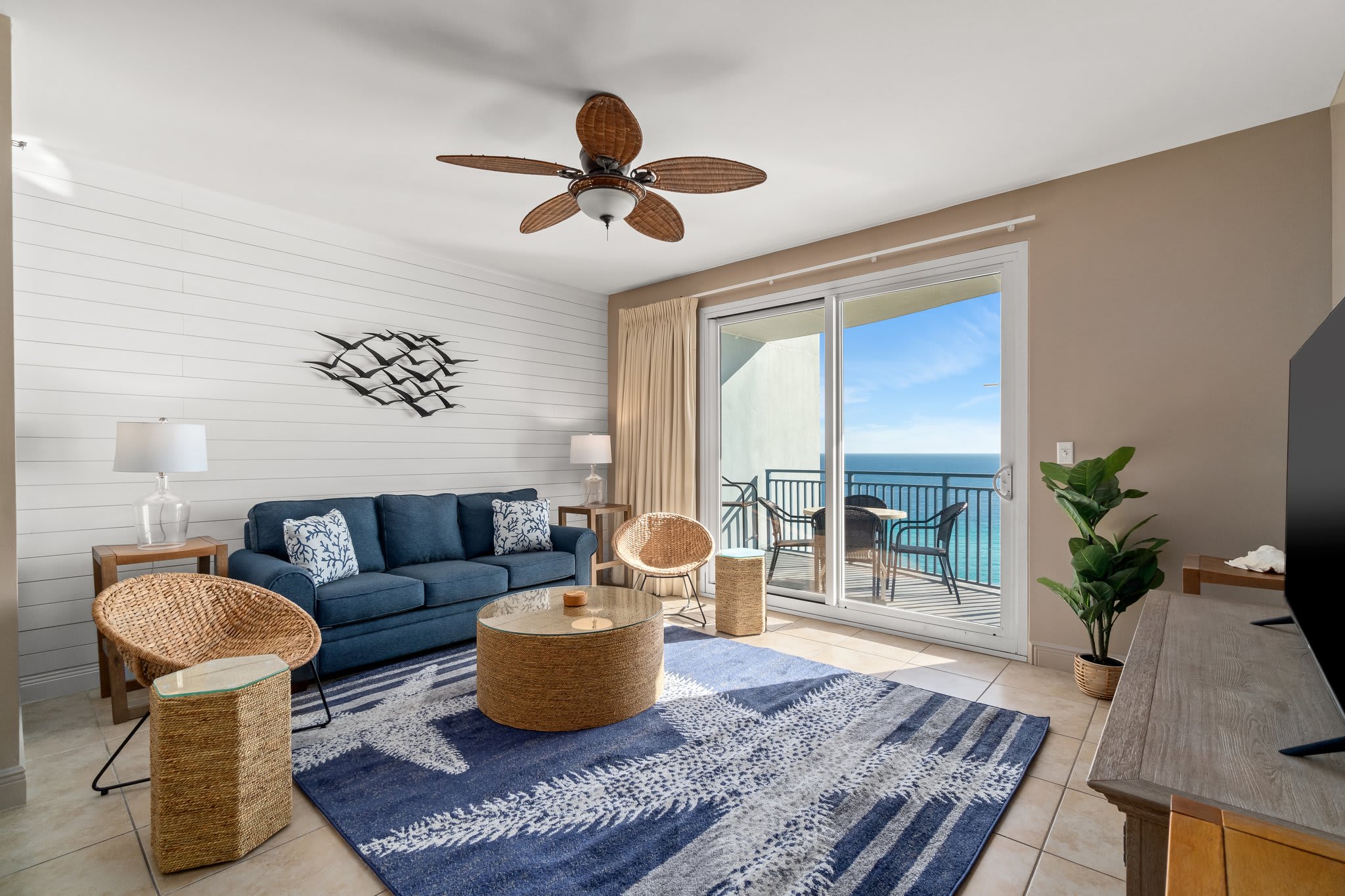 Living room with plenty of seats and space.