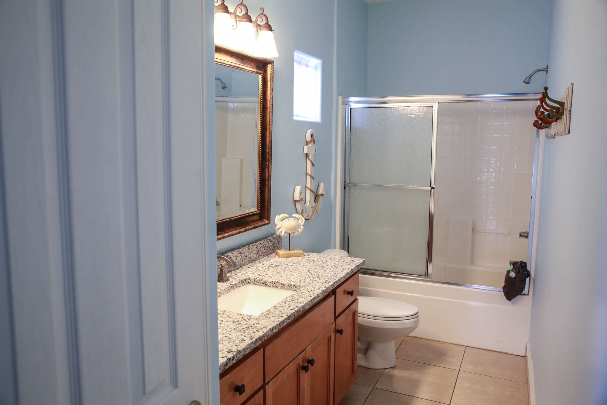 New granite countertops in full bath on 2nd level
