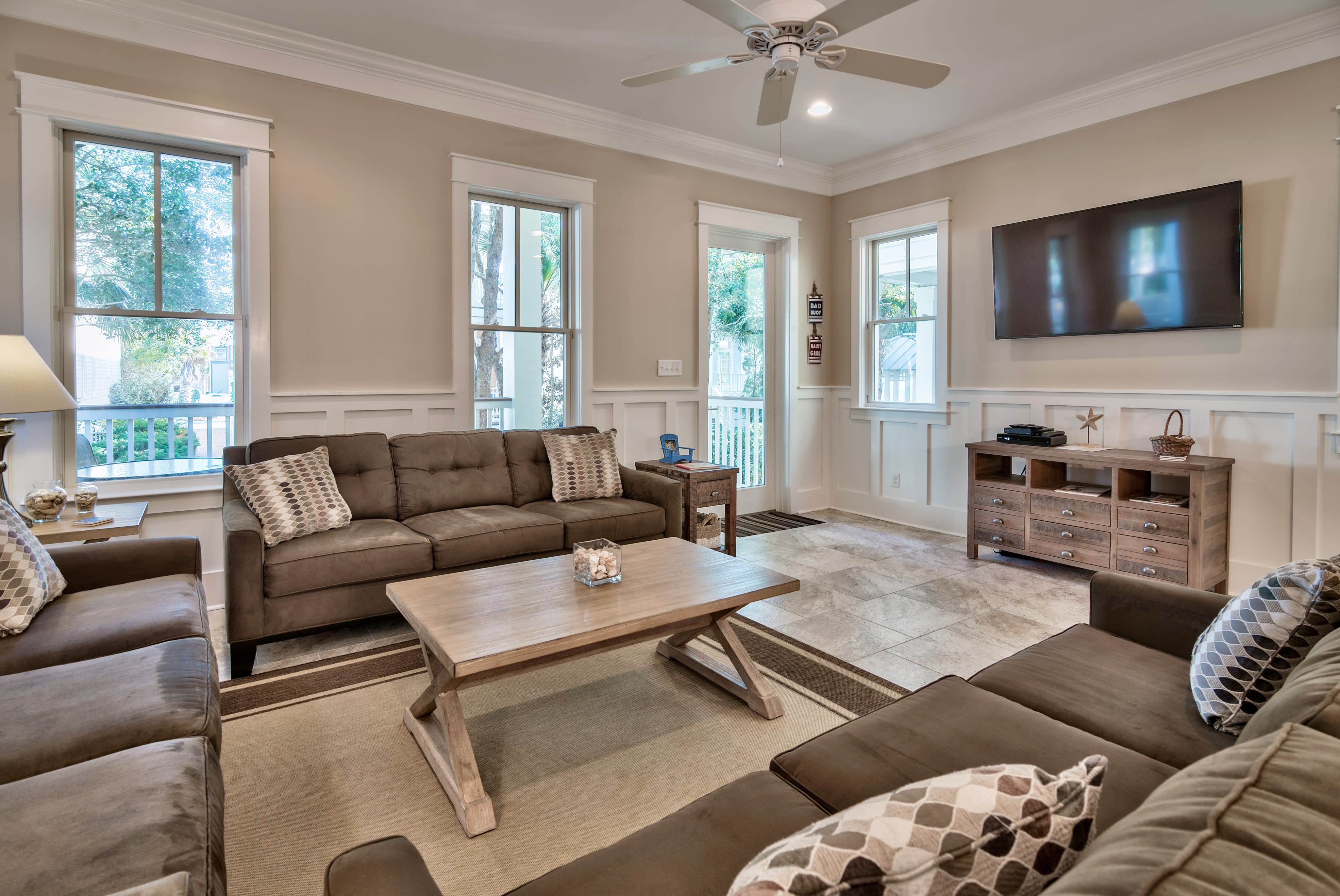 View of the Family Room with access to the Front Porch