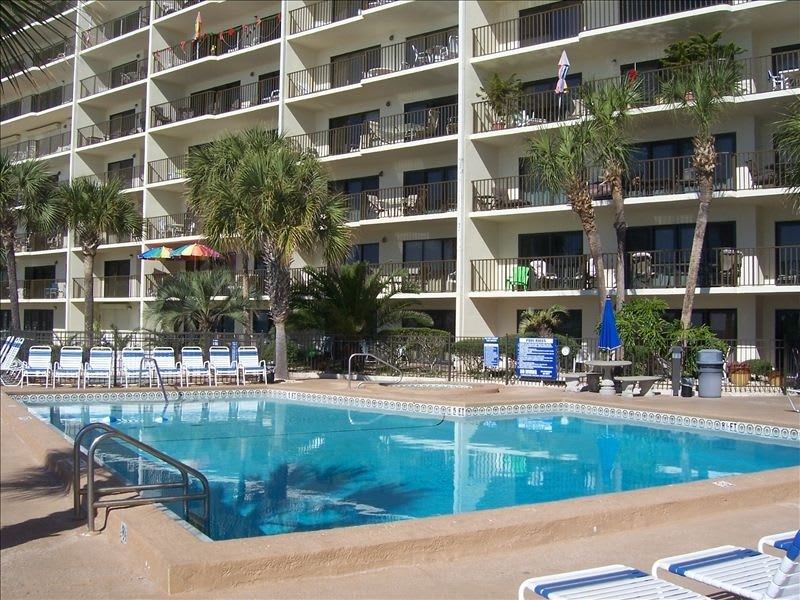 The pool is heated in the winter for the year-round enjoyment of guests. 